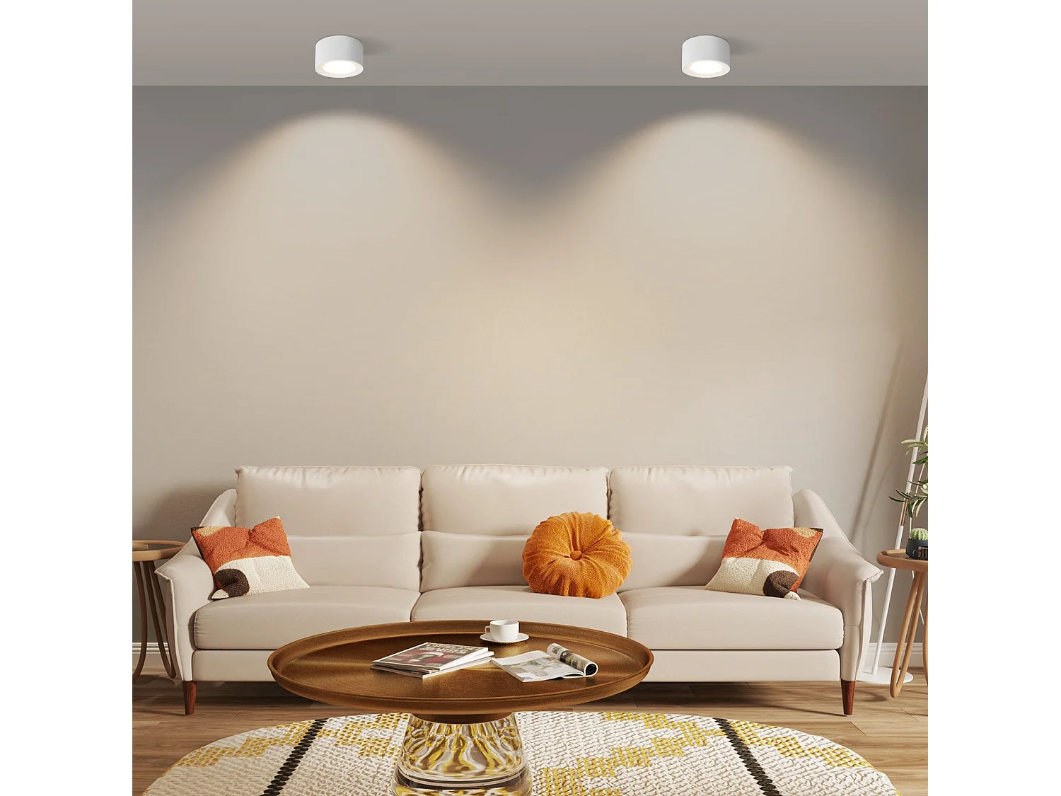 NETTLIFE Spot En Saillie Rond Spot En Saillie Blanc Luminaire En Saillie Gx53 Petit Plafonnier Moderne 10w