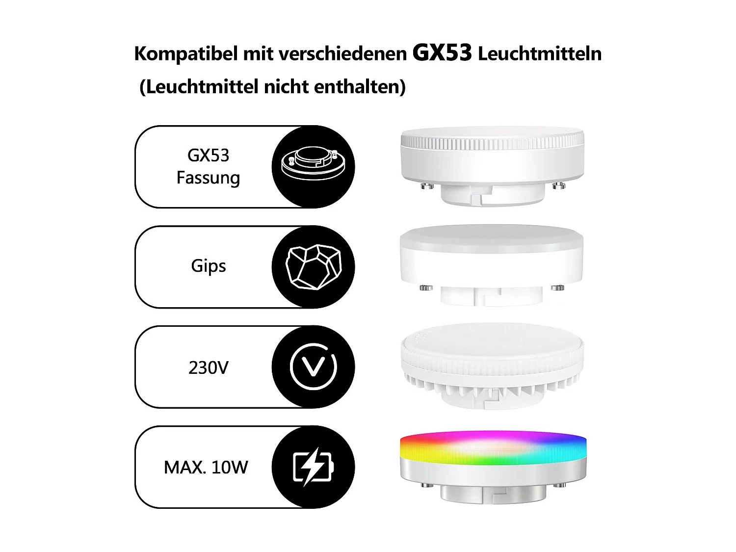 NETTLIFE Spot En Saillie Rond Spot En Saillie Blanc Luminaire En Saillie Gx53 Petit Plafonnier Moderne 10w