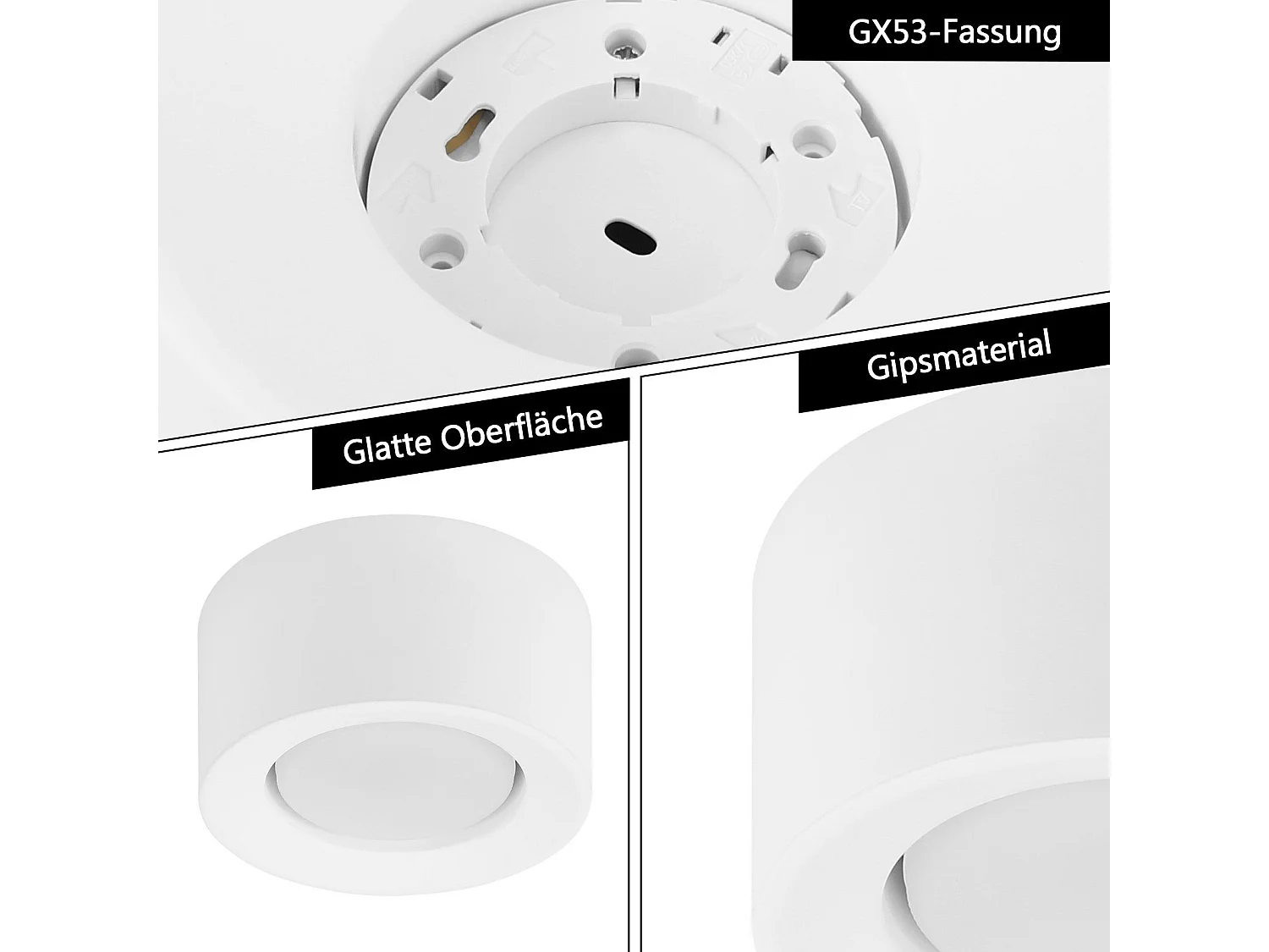 NETTLIFE Spot En Saillie Rond Spot En Saillie Blanc Luminaire En Saillie Gx53 Petit Plafonnier Moderne 10w