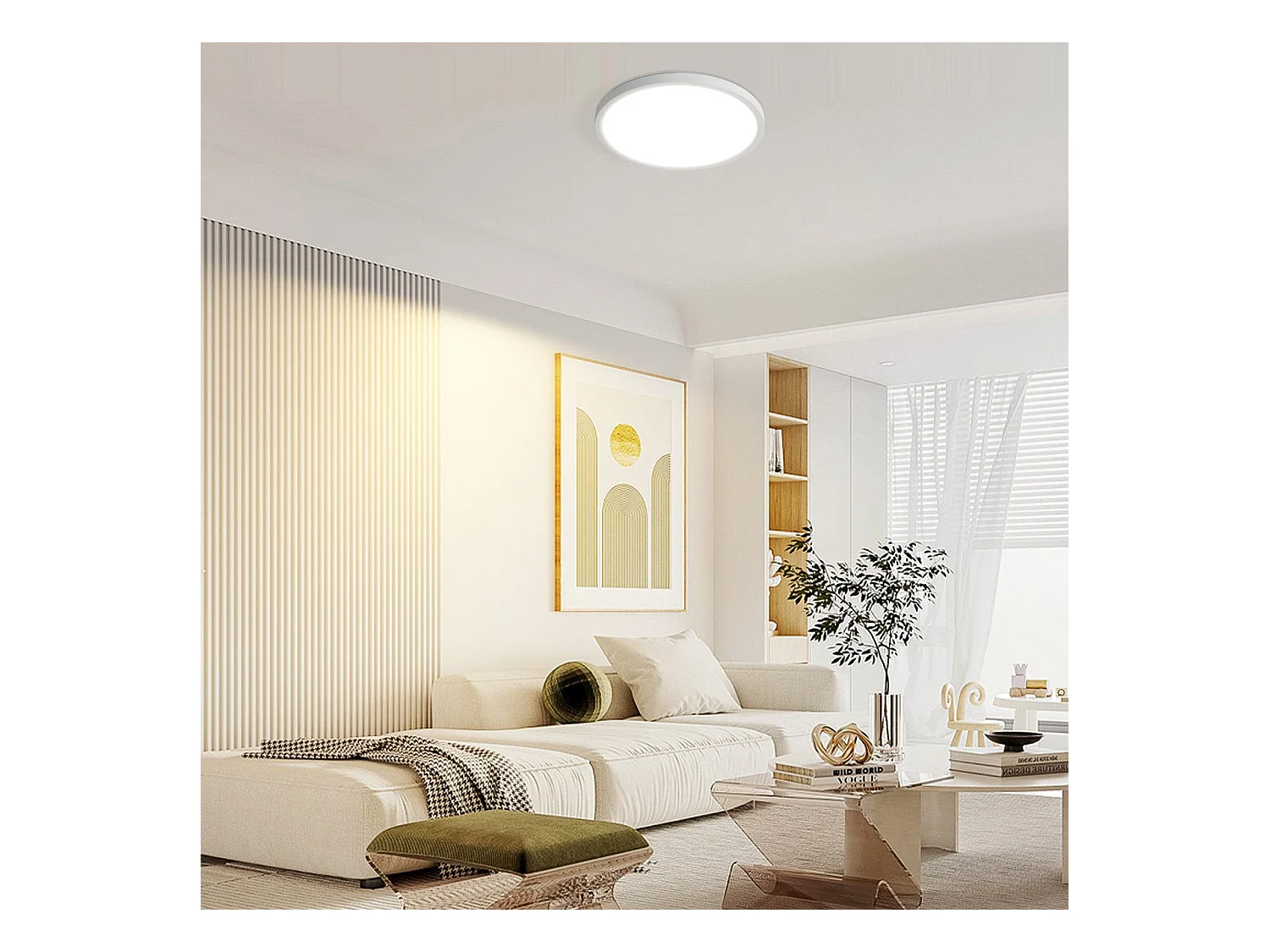 NETTLIFE Plafonnier LED Plat Pour Chambre à Coucher Noir 18cm 15w Lampe De Salle De Bain à Intensité Variable