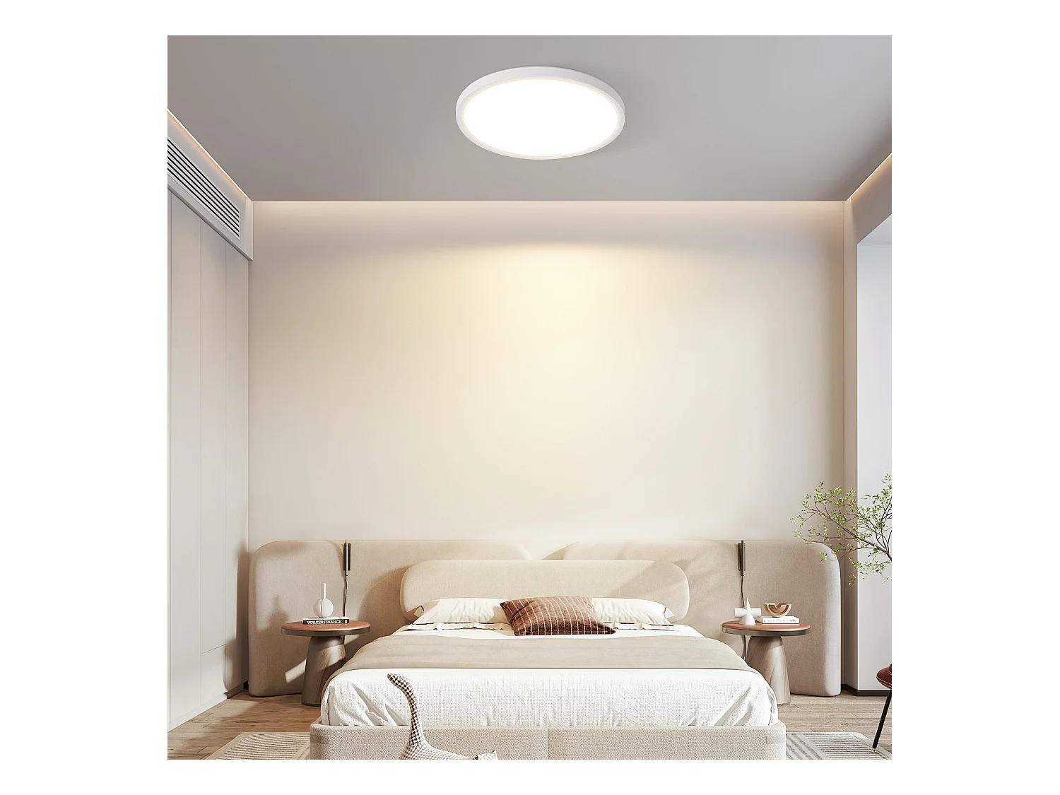 NETTLIFE Plafonnier LED Plat Pour Chambre à Coucher Noir 18cm 15w Lampe De Salle De Bain à Intensité Variable