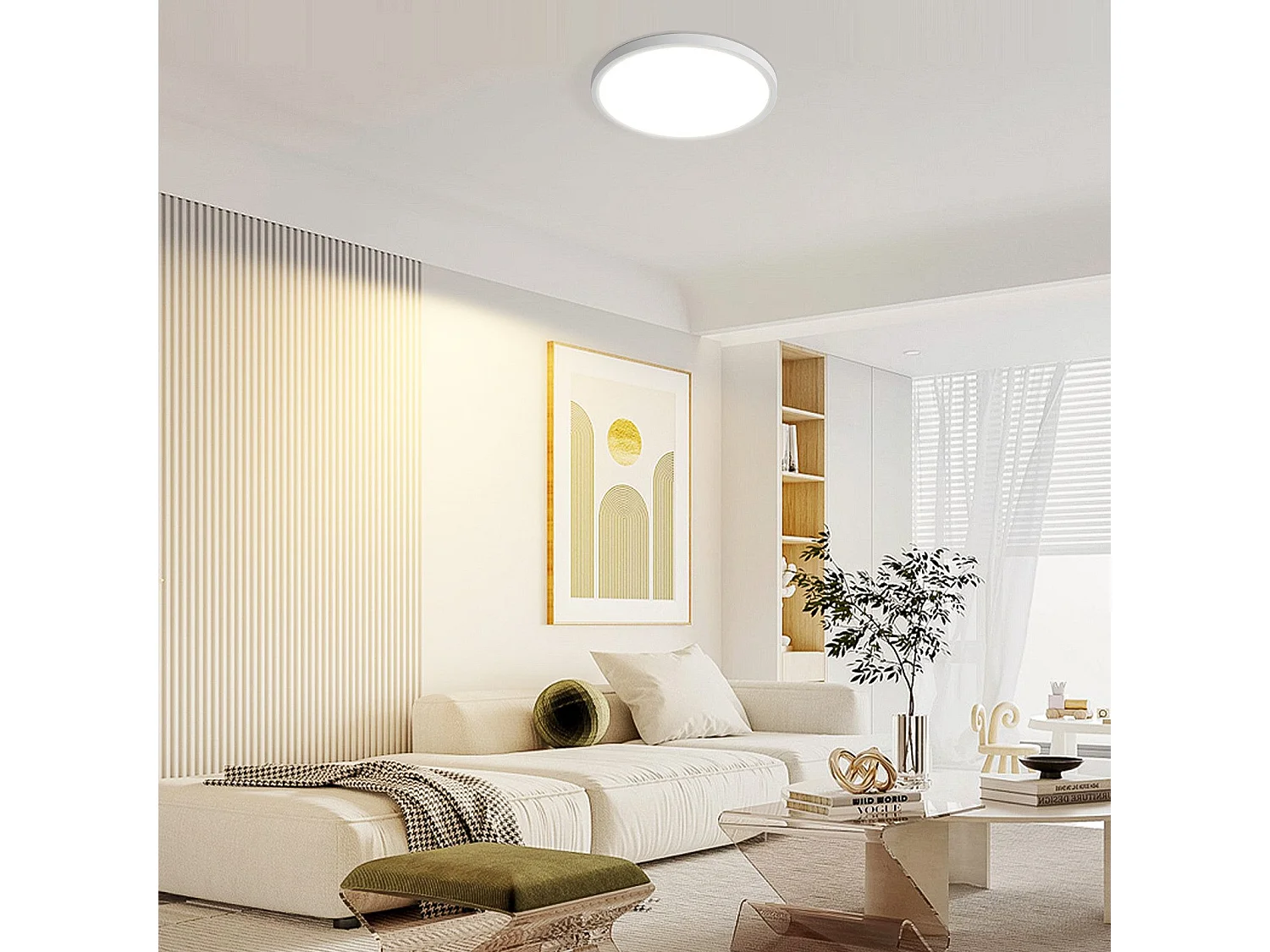 NETTLIFE Plafonnier LED Plat Pour Chambre à Coucher Noir 18cm 15w Lampe De Salle De Bain à Intensité Variable