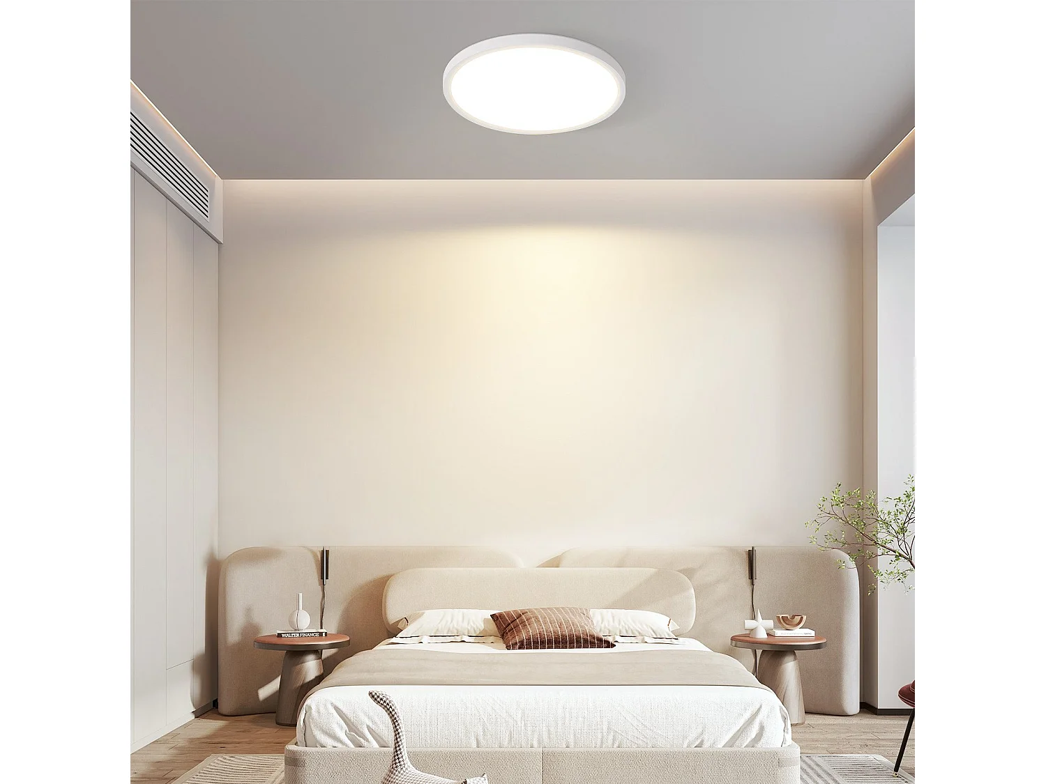 NETTLIFE Plafonnier LED Plat Pour Chambre à Coucher Noir 18cm 15w Lampe De Salle De Bain à Intensité Variable