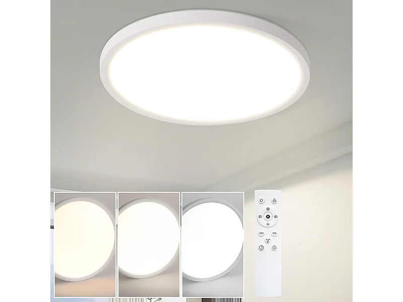 NETTLIFE Plafondlamp LED - Wit - 3000-6500K Dimbaar - rond - 18 cm Platte Plafondlamp - voor Slaapkamer | Badkamer | Woonkamer | Keuken - 15 W