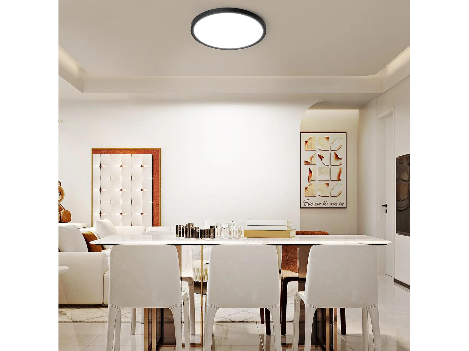 NETTLIFE Plafonnier LED Plat Pour Chambre à Coucher Noir 18 Cm 15w Non Dimmable Blanc Chaud 3000 K