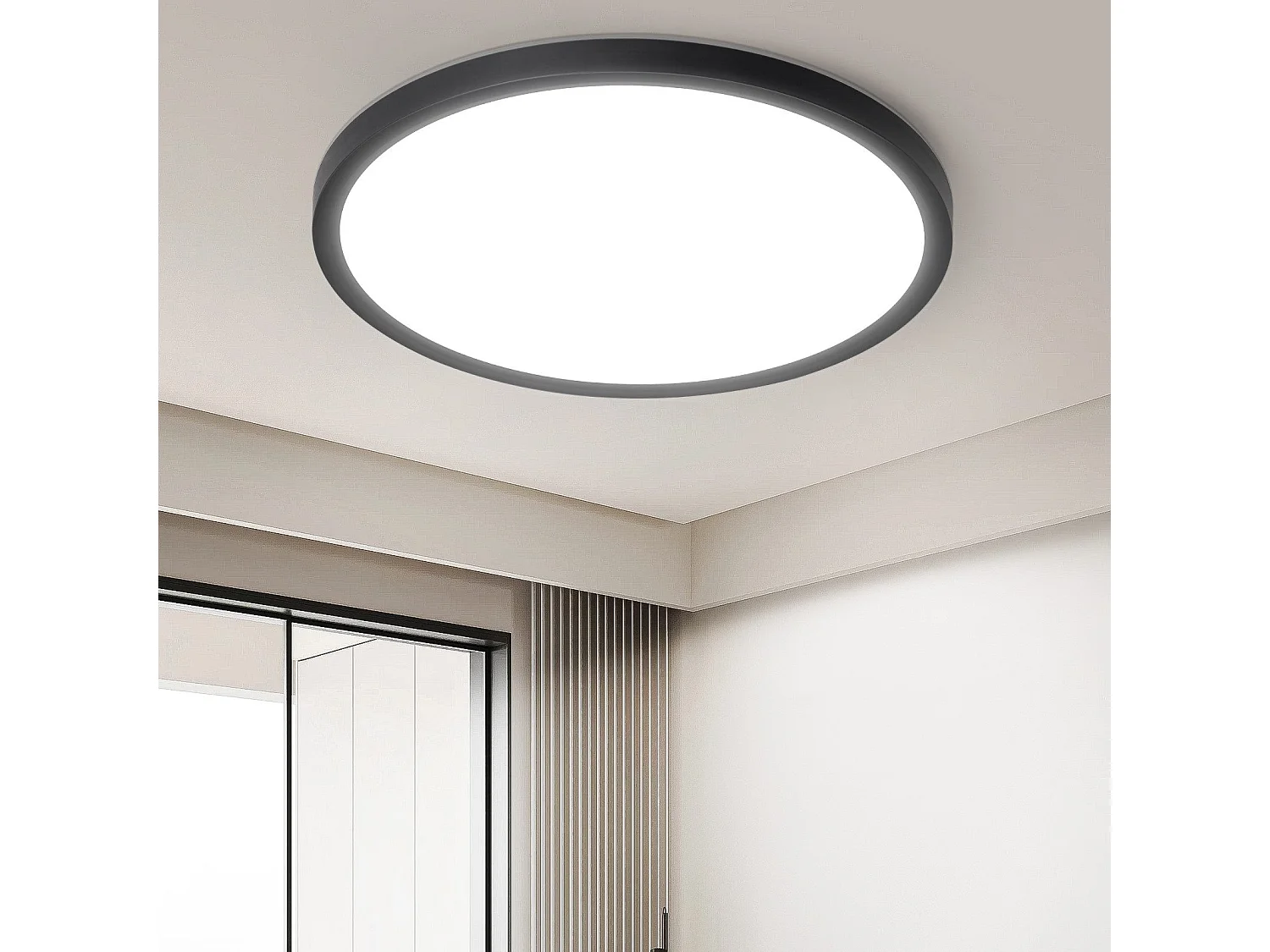 NETTLIFE Plafonnier LED Plat Pour Chambre à Coucher Noir 18 Cm 15w Non Dimmable Blanc Chaud 3000 K