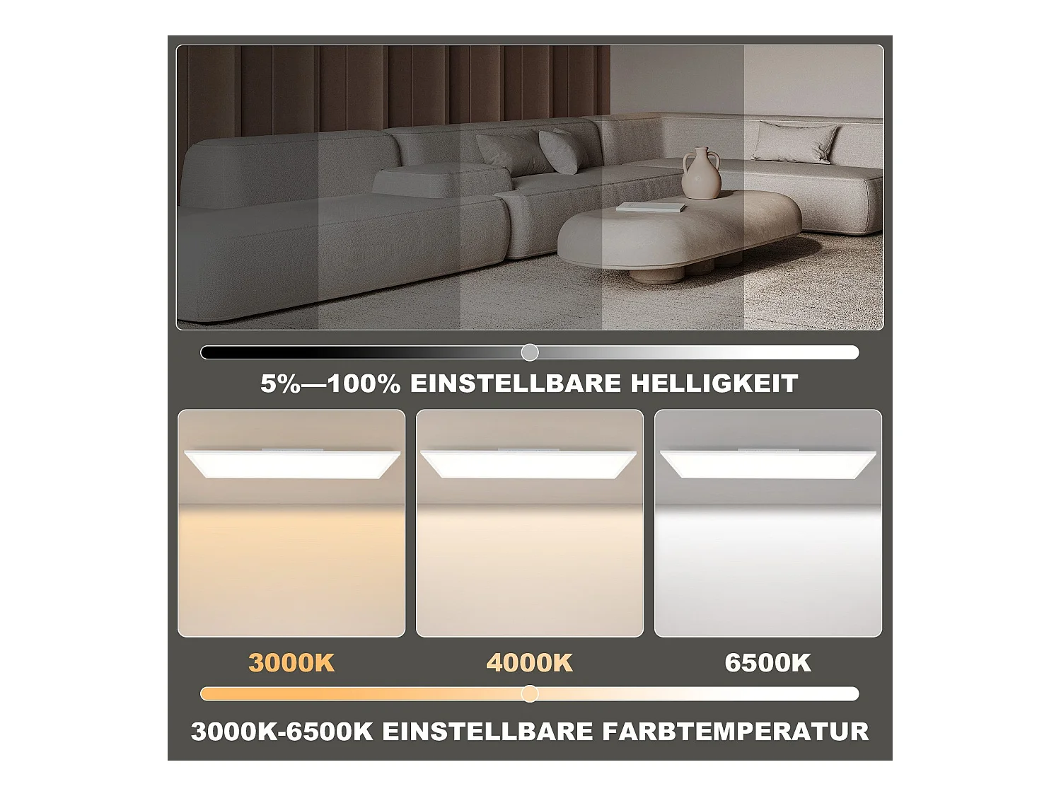 NETTLIFE Panneau LED 100 x 25 cm variable, long éclairage RVB à changement de couleur plate avec télécommande, 24 W