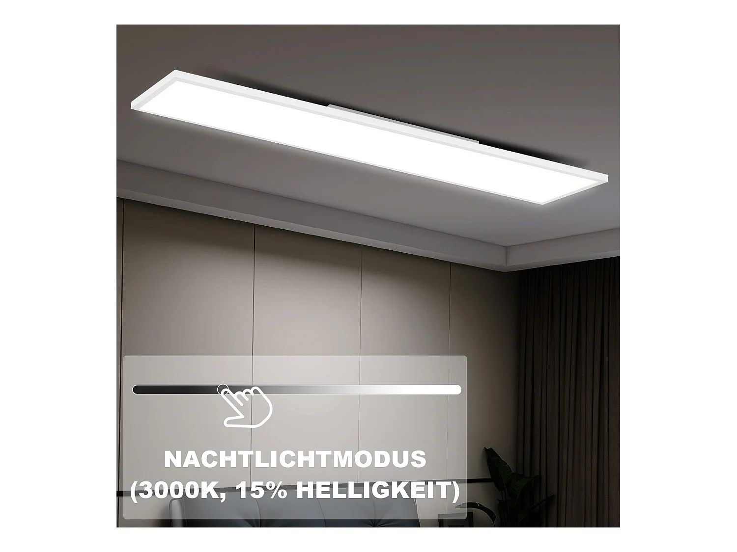 NETTLIFE Panneau LED 100 x 25 cm variable, long éclairage RVB à changement de couleur plate avec télécommande, 24 W