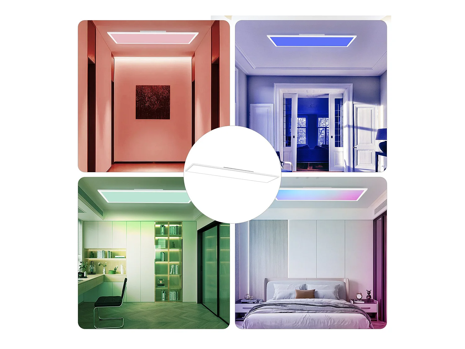 NETTLIFE Panneau LED 100 x 25 cm variable, long éclairage RVB à changement de couleur plate avec télécommande, 24 W