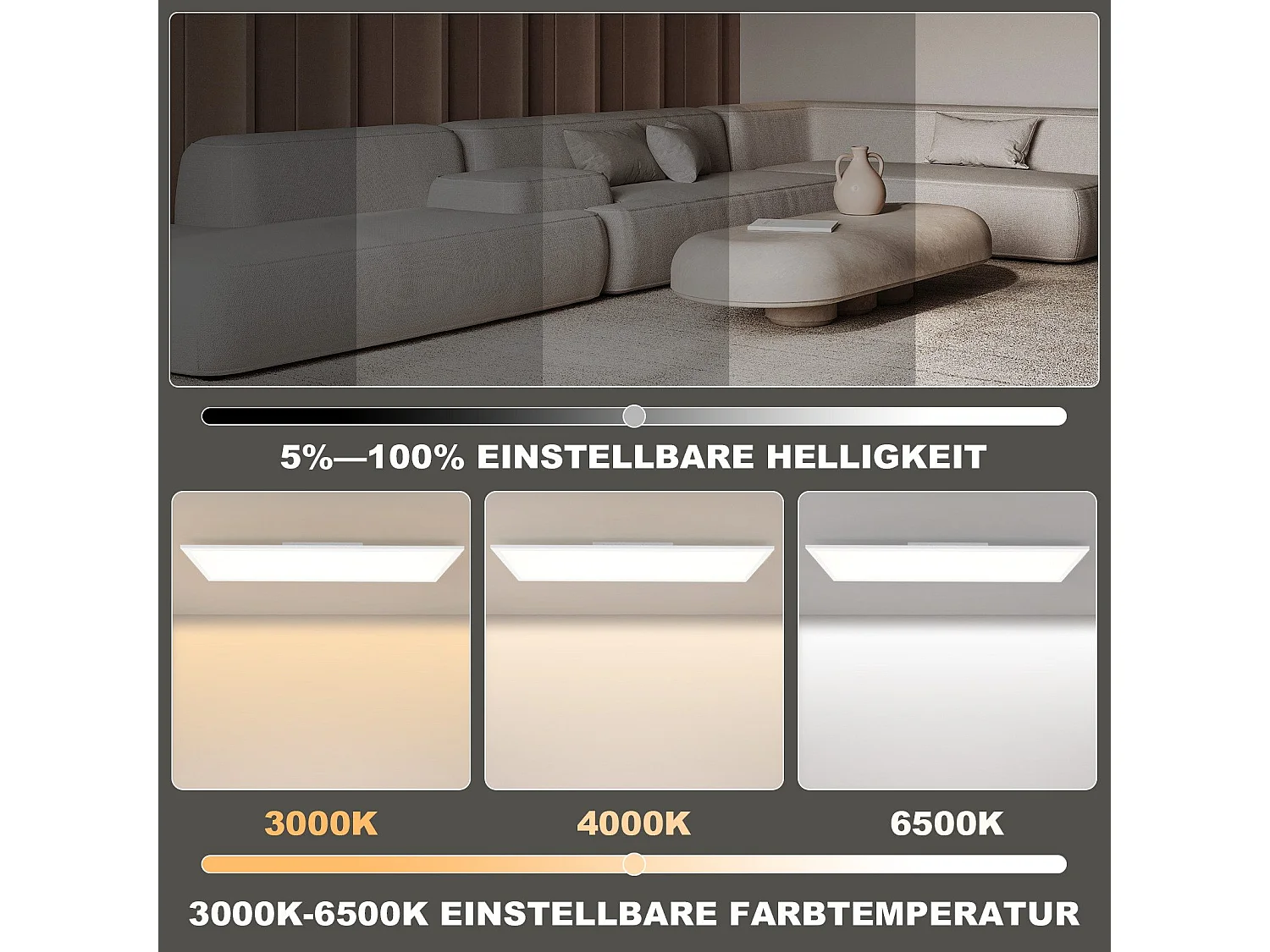 NETTLIFE Panneau LED 100 x 25 cm variable, long éclairage RVB à changement de couleur plate avec télécommande, 24 W