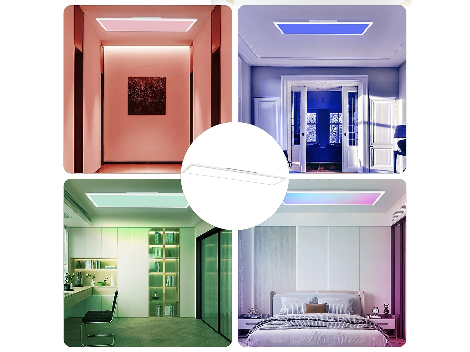 NETTLIFE Panneau LED 100 x 25 cm variable, long éclairage RVB à changement de couleur plate avec télécommande, 24 W