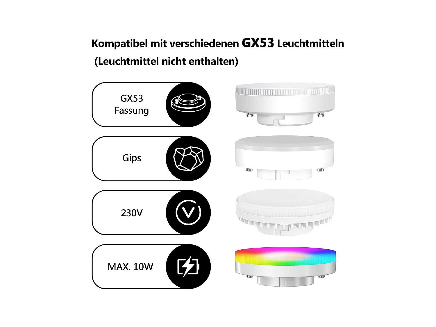 NETTLIFE Spot En Saillie 4 Pièces Spot Rond En Saillie Blanc Luminaire En Saillie Gx53 Plats Moderne Max.10w