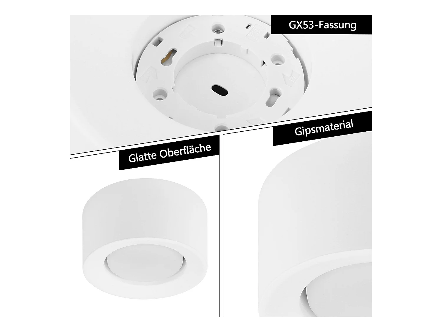 NETTLIFE Spot En Saillie 4 Pièces Spot Rond En Saillie Blanc Luminaire En Saillie Gx53 Plats Moderne Max.10w