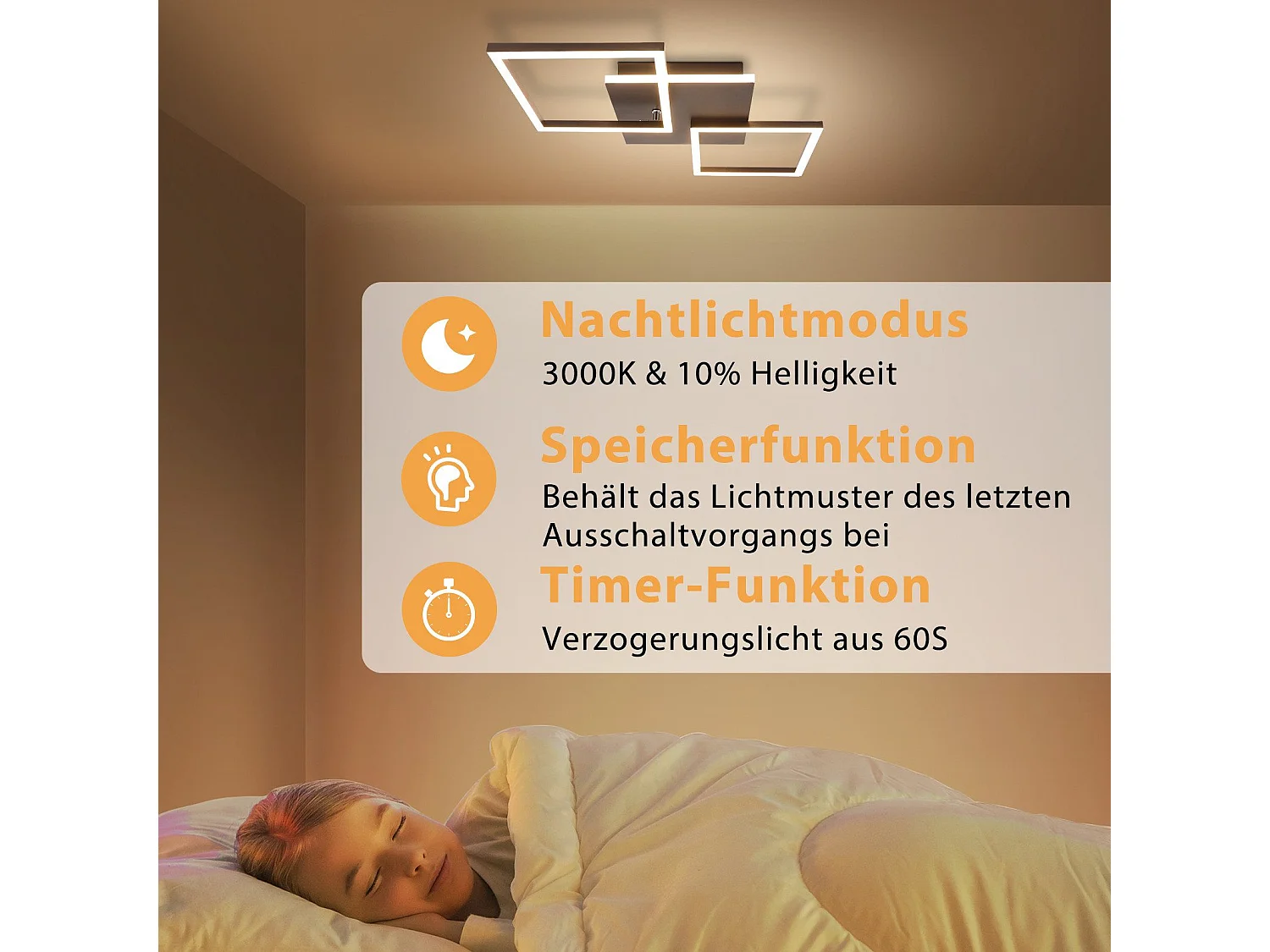 NETTLIFE Lámpara de techo LED para sala de estar, cuadrada, regulable, negra, moderna, 36 W, con control remoto