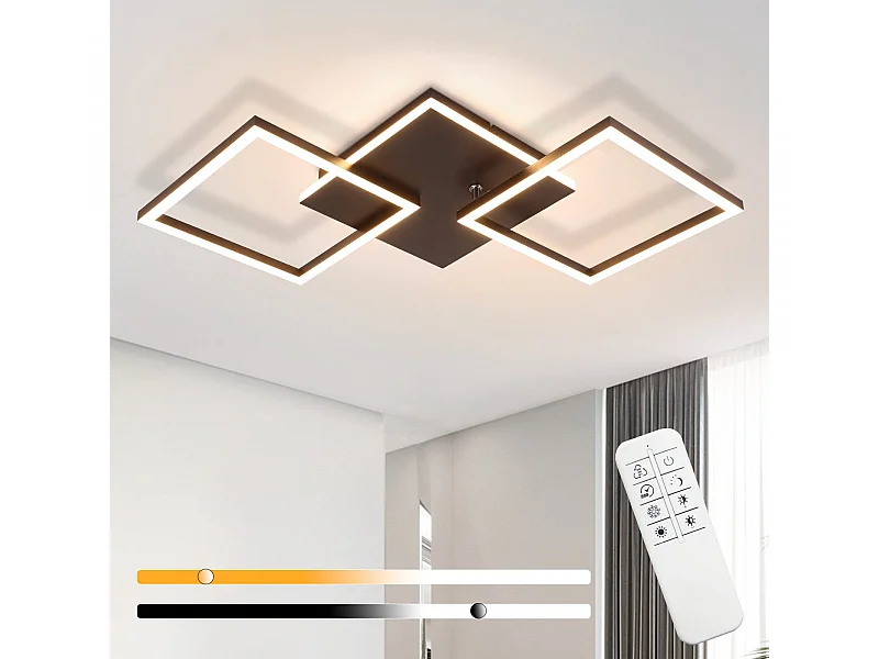 NETTLIFE LED plafondlamp woonkamer zwart dimbaar vierkant modern 36W met afstandsbediening
