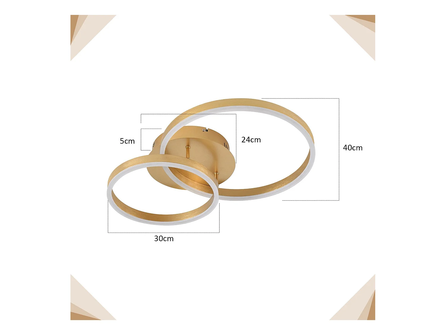 NETTLIFE Dimbare LED-plafondlamp, zwarte woonkamerlamp, moderne slaapkamerlamp, 46W, 2 ringen