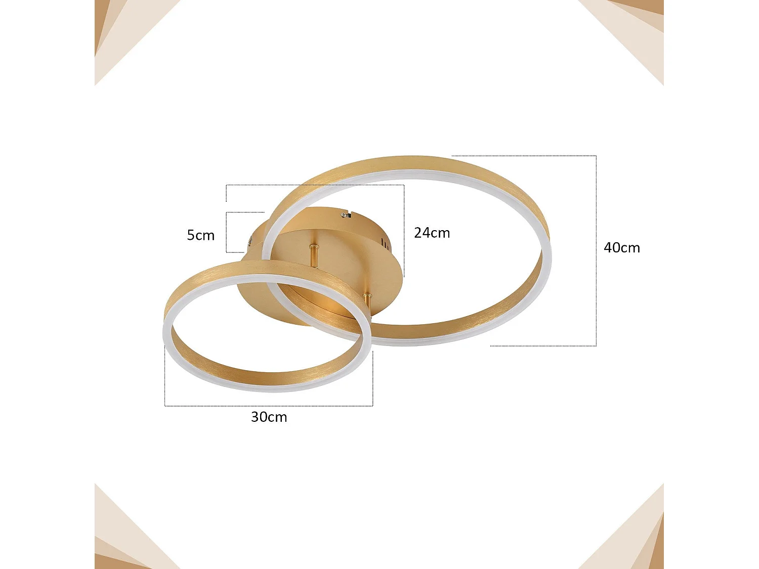 NETTLIFE Plafonnier LED à intensité variable, lampe de salon noire, lampe de chambre moderne, 46 W, 2 anneaux