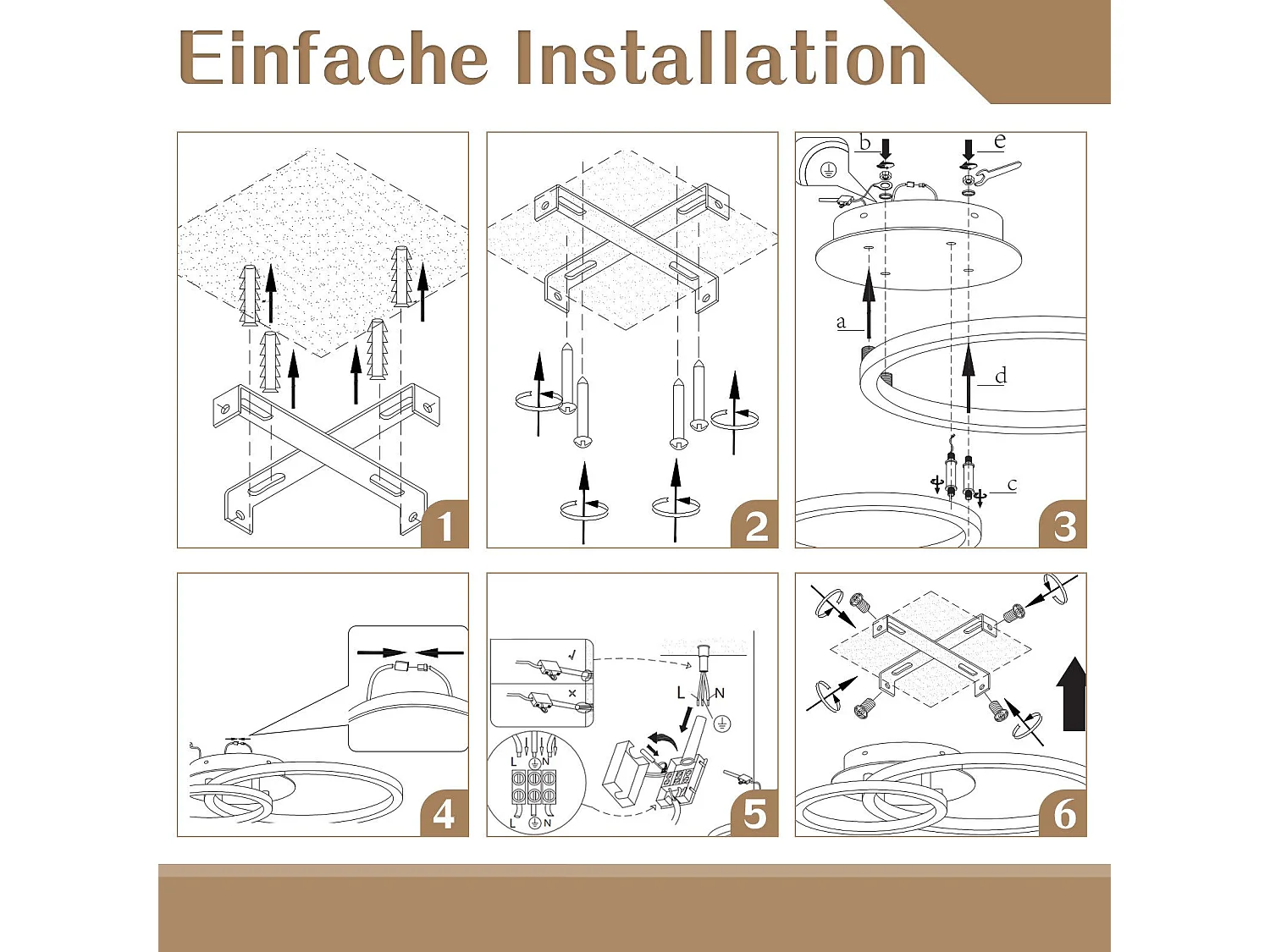 NETTLIFE Plafonnier LED à intensité variable, lampe de salon noire, lampe de chambre moderne, 46 W, 2 anneaux