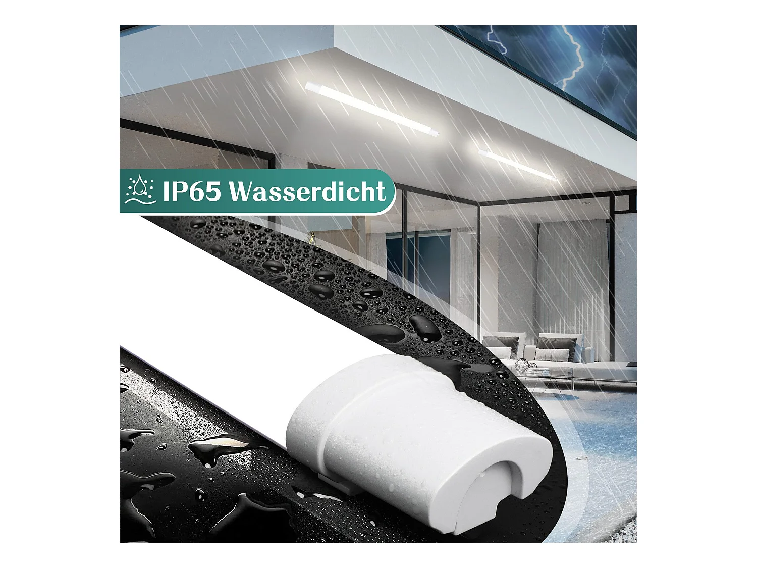 NETTLIFE Set van 4 90CM Anti-Vocht LED Plafondlampen - 24W 3000LM LED Buis Plafondlamp IP65 Waterdichte Kelderlamp 5000K