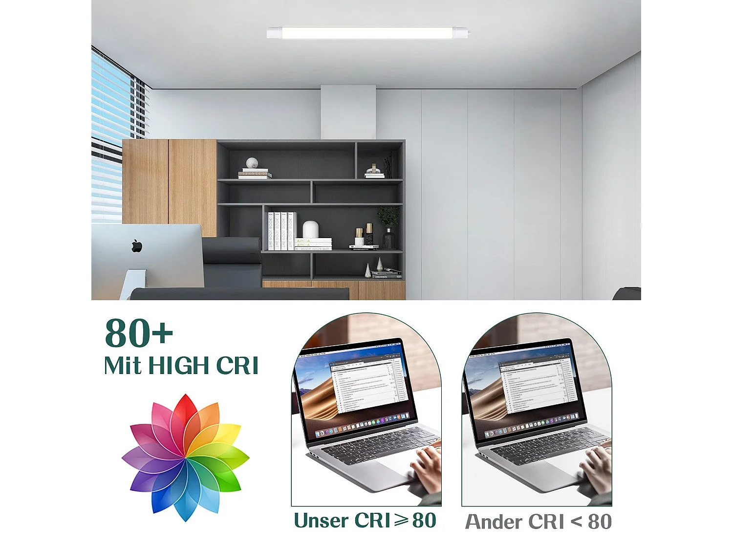 NETTLIFE Set van 4 90CM Anti-Vocht LED Plafondlampen - 24W 3000LM LED Buis Plafondlamp IP65 Waterdichte Kelderlamp 5000K