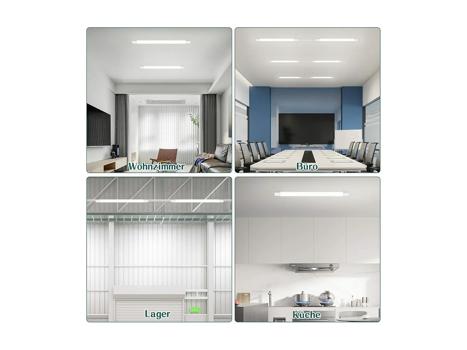 NETTLIFE Set van 4 90CM Anti-Vocht LED Plafondlampen - 24W 3000LM LED Buis Plafondlamp IP65 Waterdichte Kelderlamp 5000K