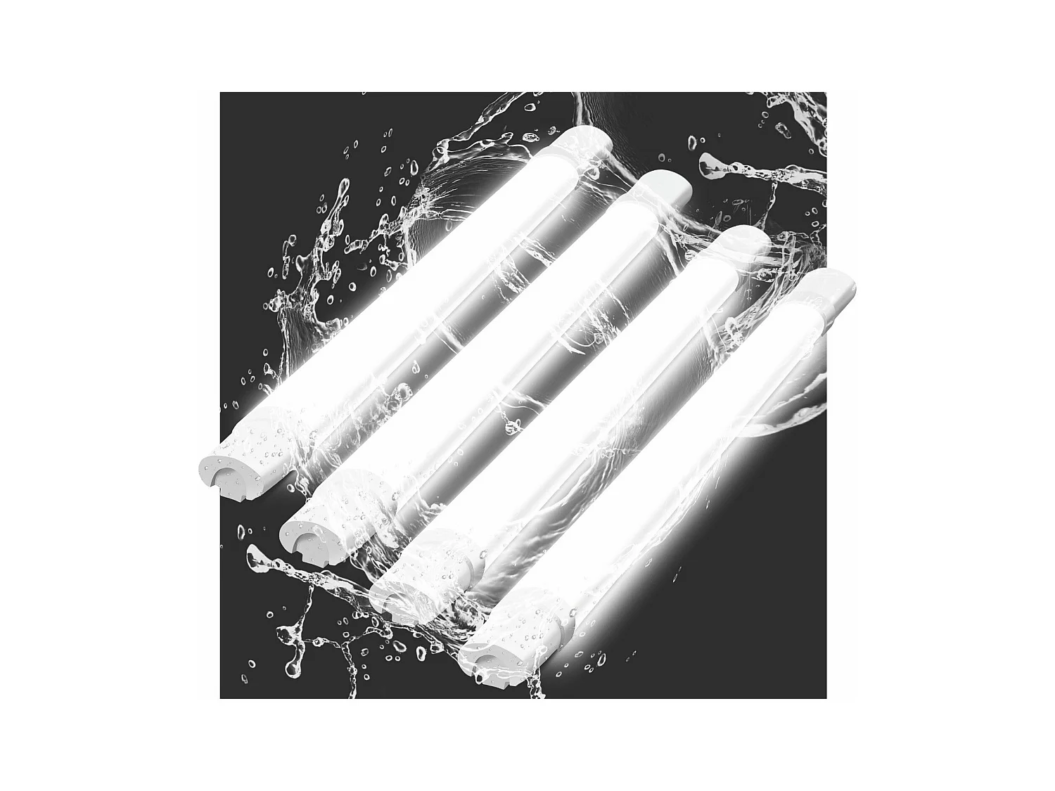 NETTLIFE Lot de 4 Plafonnier LED anti-humidité 90CM - Plafonnier tube LED 24W 3000LM Lampe de cave IP65 étanche 5000K