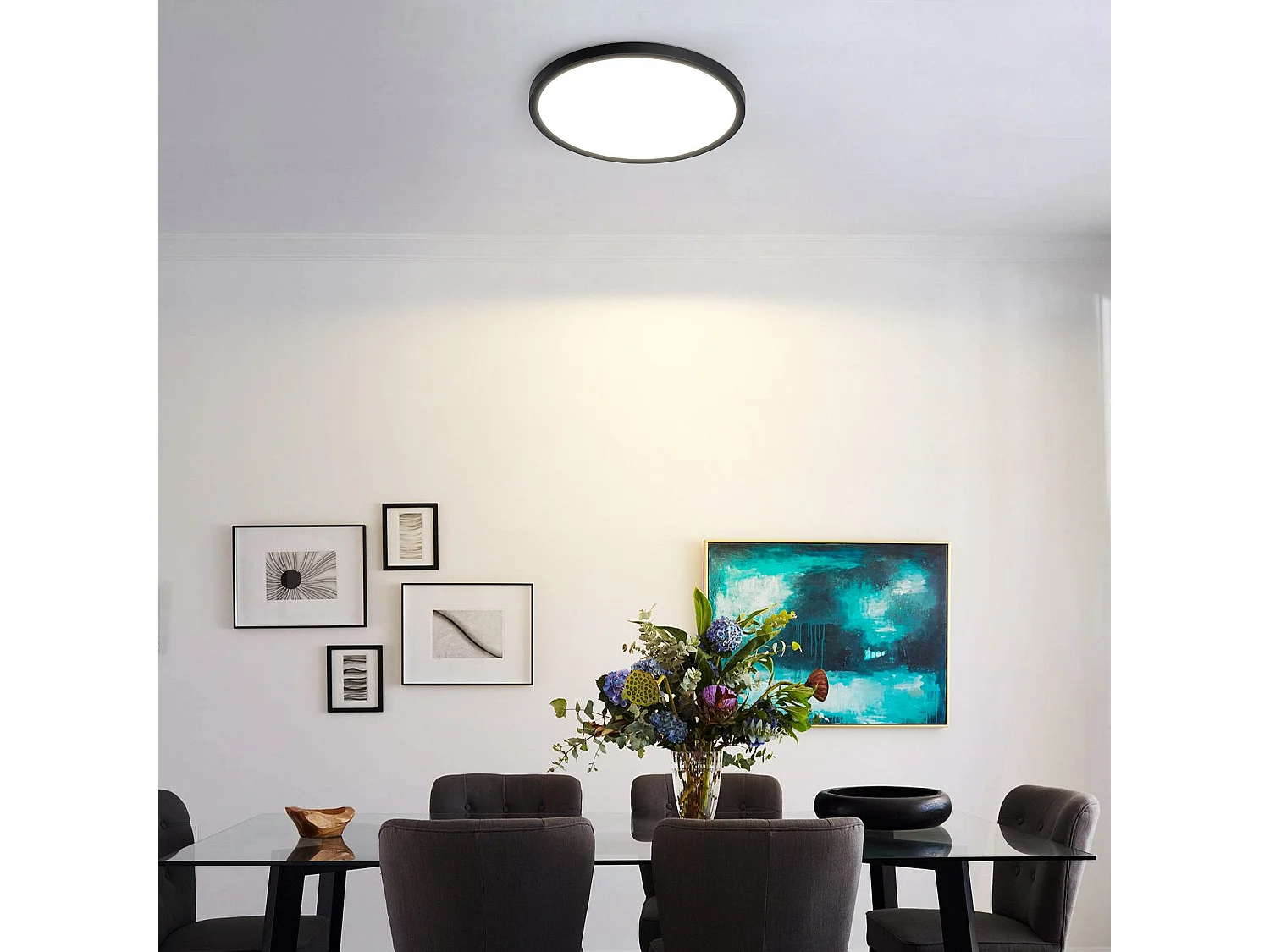 NETTLIFE Flache LED-Deckenleuchte für Schlafzimmer, Schwarz, 18 cm, 15 W, nicht dimmbar, Warmweiß 3000 K