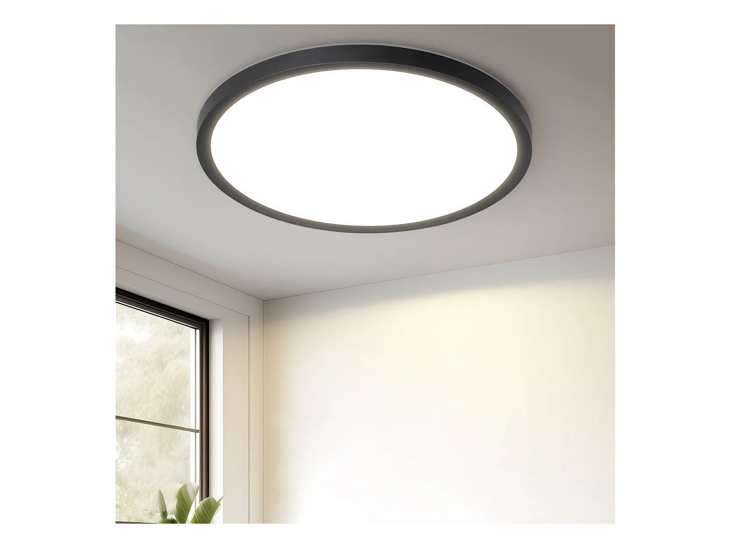 NETTLIFE Plafonnier LED Plat Pour Chambre à Coucher Noir 18cm 15w Non Dimmable Blanc Chaud 3 000 K