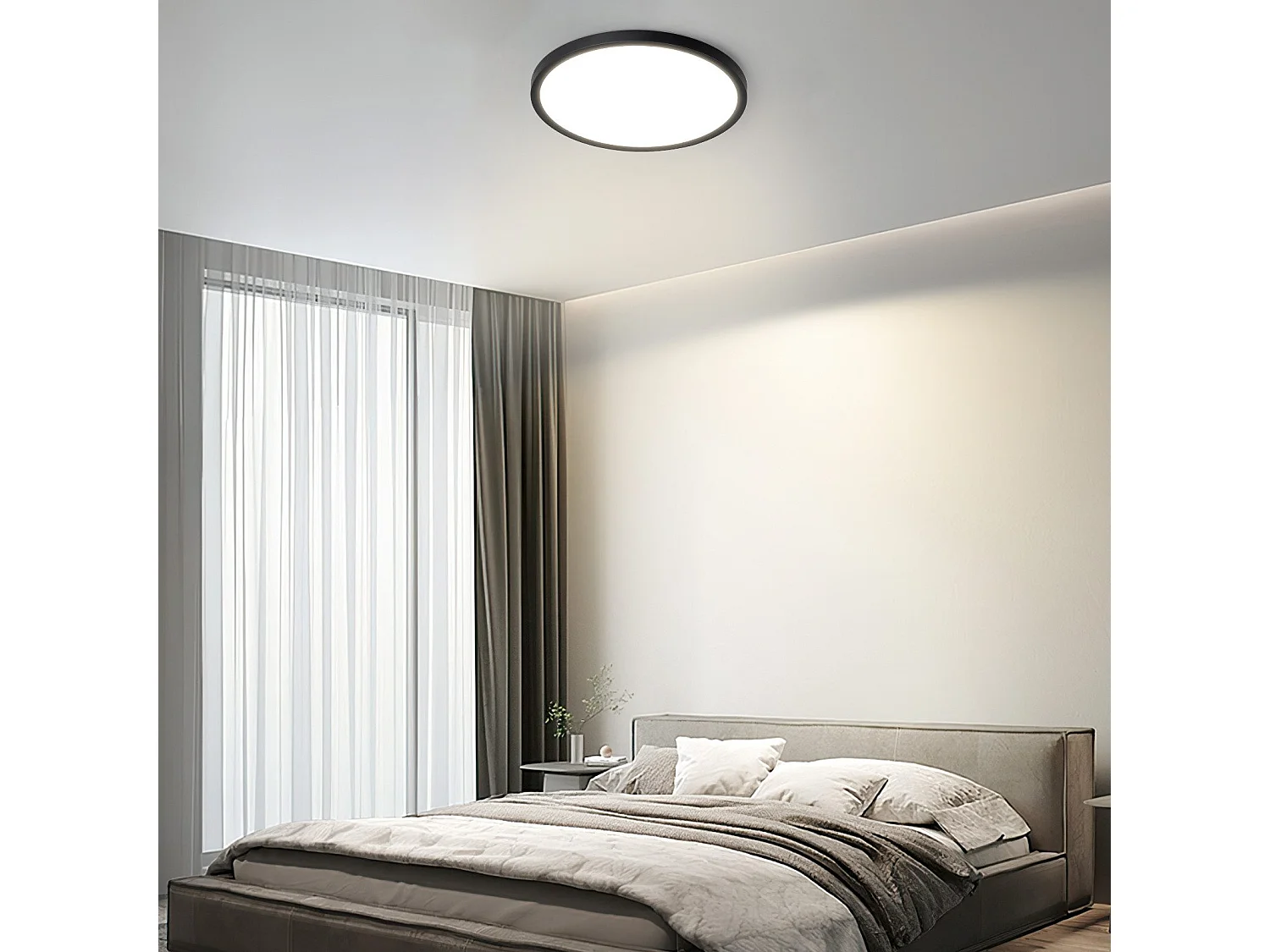 NETTLIFE Flache LED-Deckenleuchte für Schlafzimmer, Schwarz, 18 cm, 15 W, nicht dimmbar, Warmweiß 3000 K