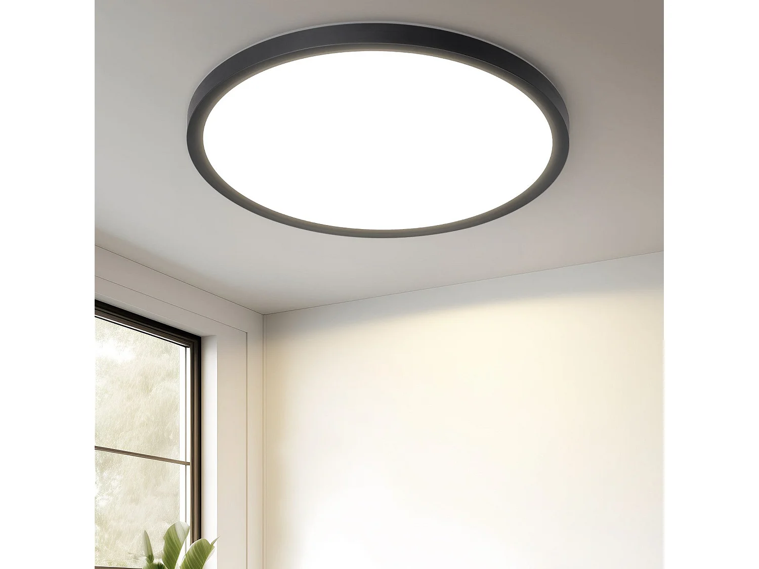 NETTLIFE Plafonnier LED Plat Pour Chambre à Coucher Noir 18cm 15w Non Dimmable Blanc Chaud 3 000 K