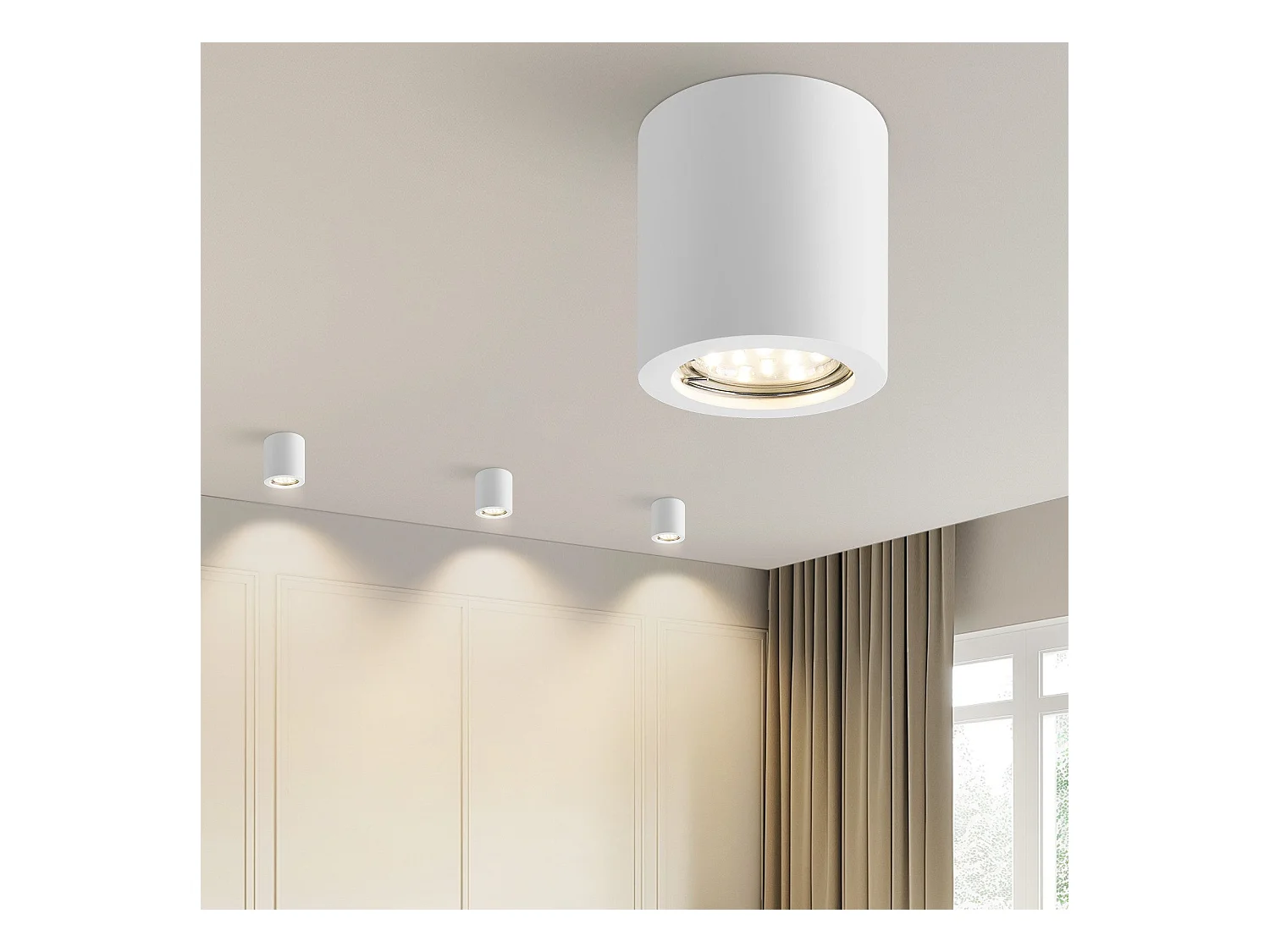 NETTLIFE 4-pack GU10 opbouwspots in wit, ronde vorm, moderne stijl, klein, 40W