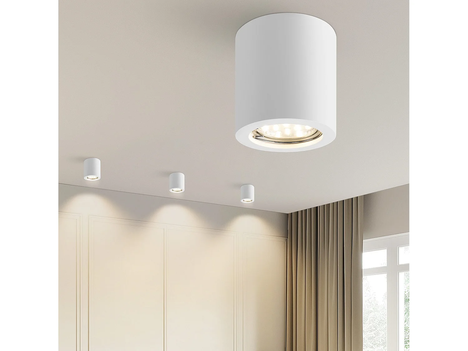 NETTLIFE 4er-Pack GU10-Oberflächenmontage, weiße runde Strahler, moderner Stil, klein, 40 W