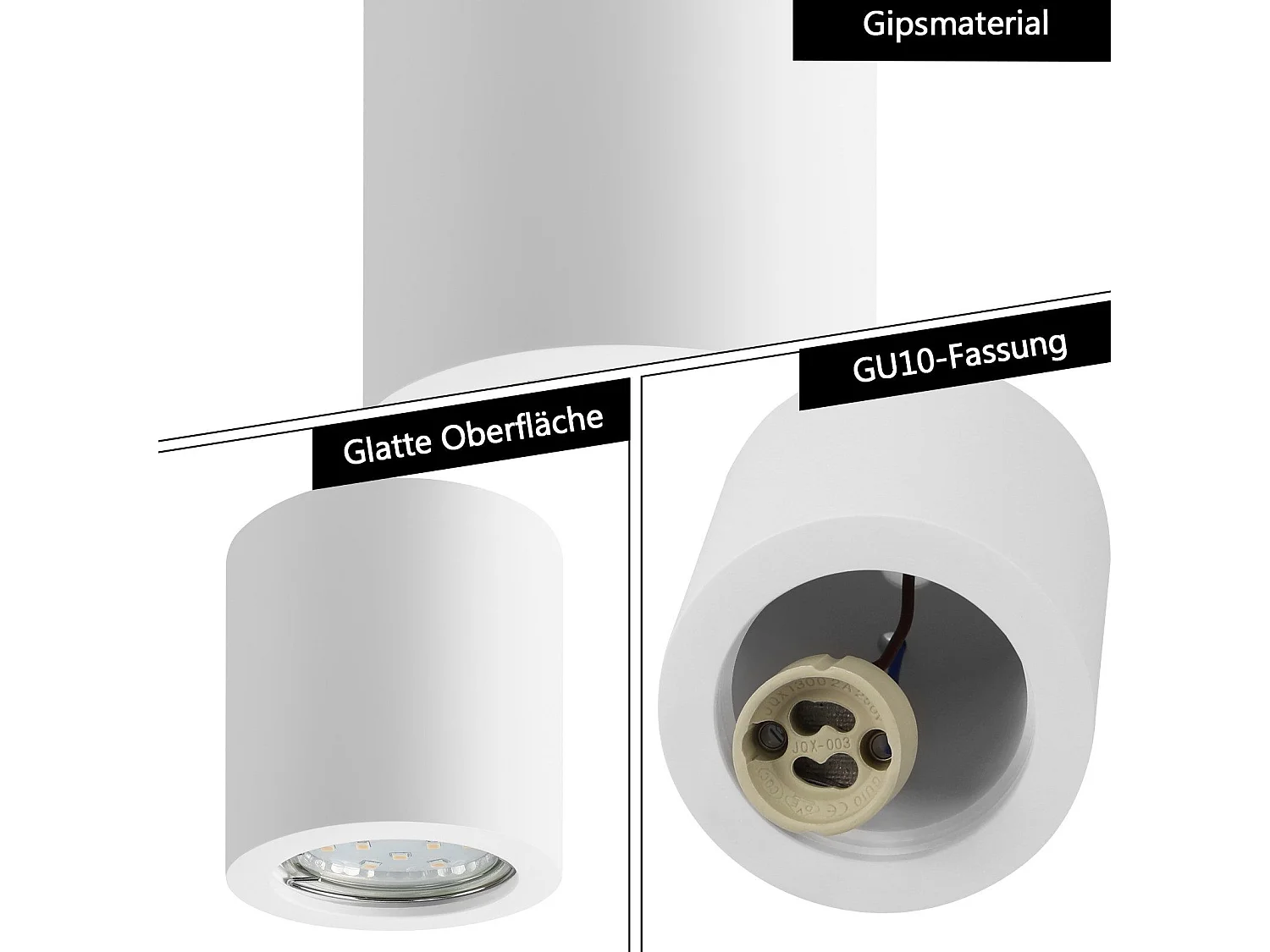 NETTLIFE 4er-Pack GU10-Oberflächenmontage, weiße runde Strahler, moderner Stil, klein, 40 W