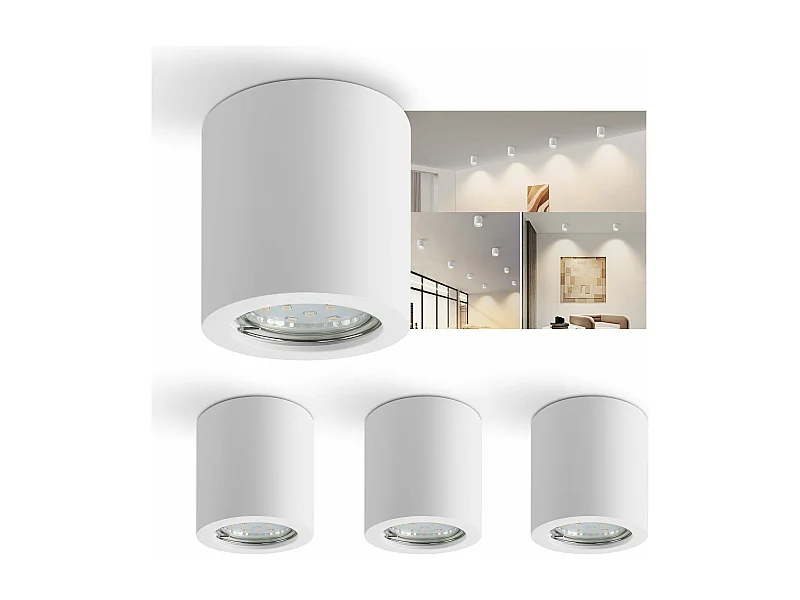 NETTLIFE 4er-Pack GU10-Oberflächenmontage, weiße runde Strahler, moderner Stil, klein, 40 W