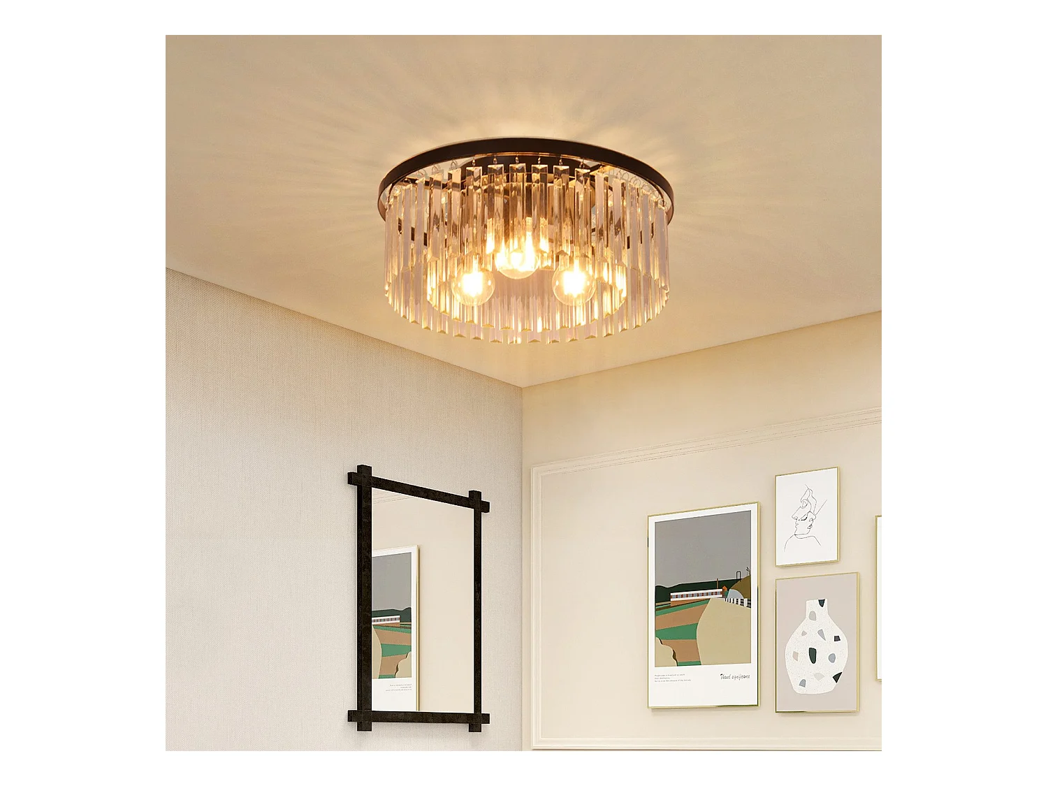 NETTLIFE Plafonnier pour chambre à coucher, salon, lampe de chambre noire E27, lampe de salon moderne