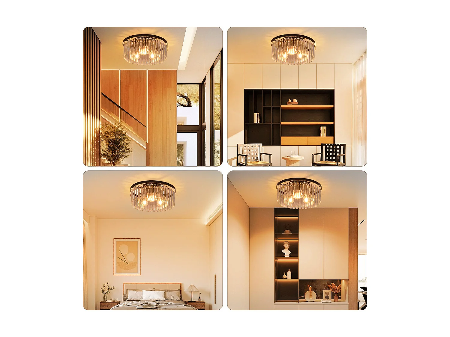 NETTLIFE Plafonnier pour chambre à coucher, salon, lampe de chambre noire E27, lampe de salon moderne