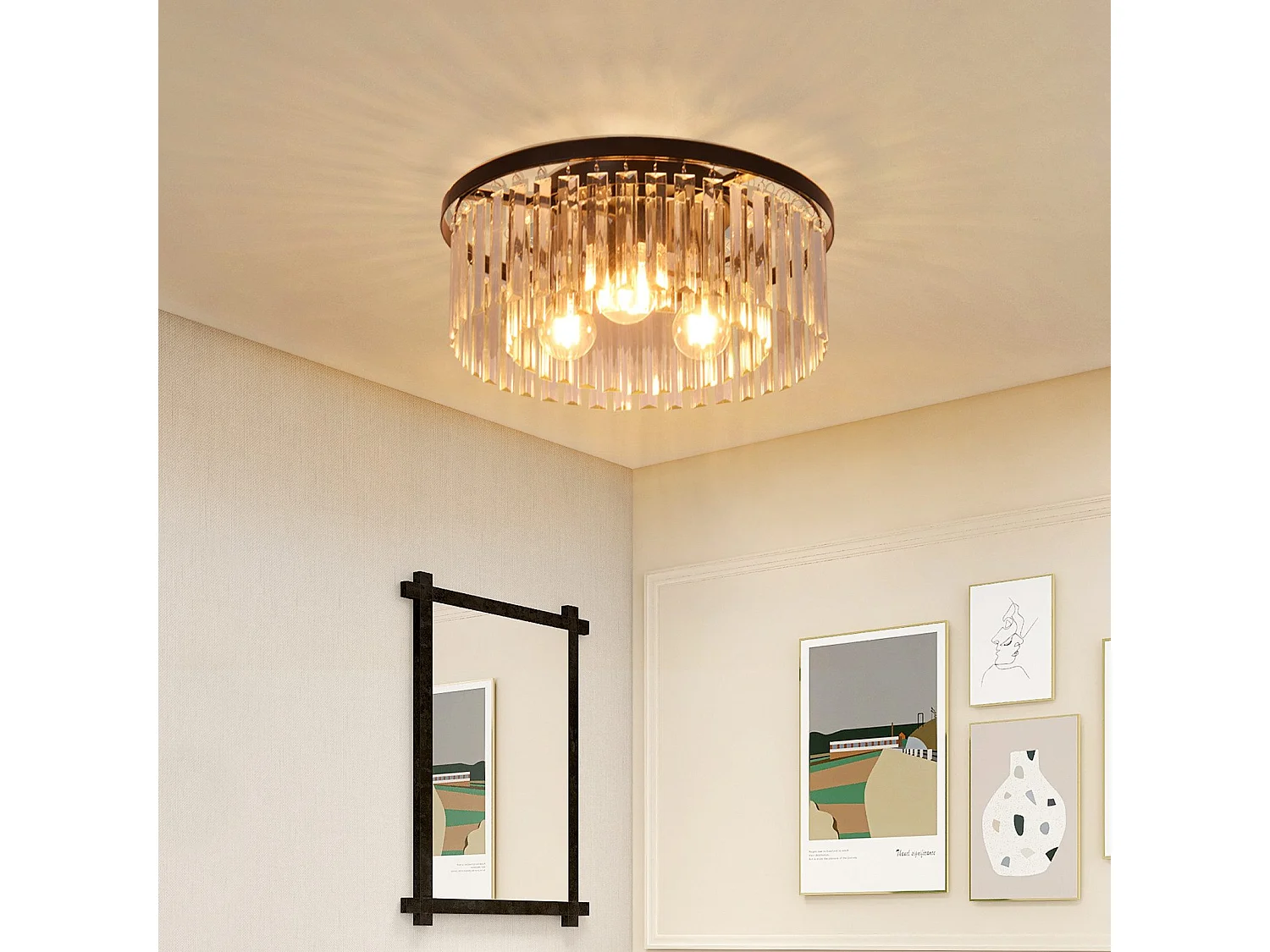 NETTLIFE Plafonnier pour chambre à coucher, salon, lampe de chambre noire E27, lampe de salon moderne