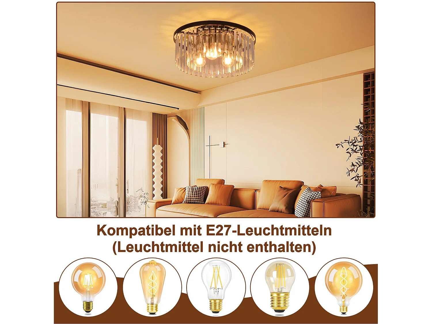 NETTLIFE Plafonnier pour chambre à coucher, salon, lampe de chambre noire E27, lampe de salon moderne