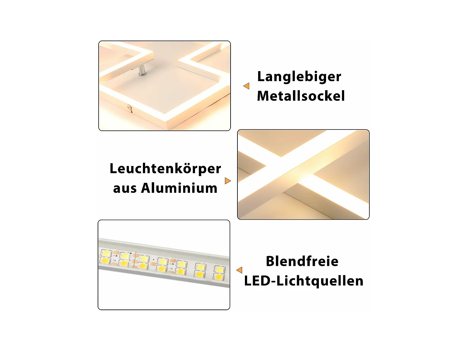 NETTLIFE Lampa sufitowa LED do salonu, biała, ściemnialna, kwadratowa, nowoczesna, 32 W, z pilotem