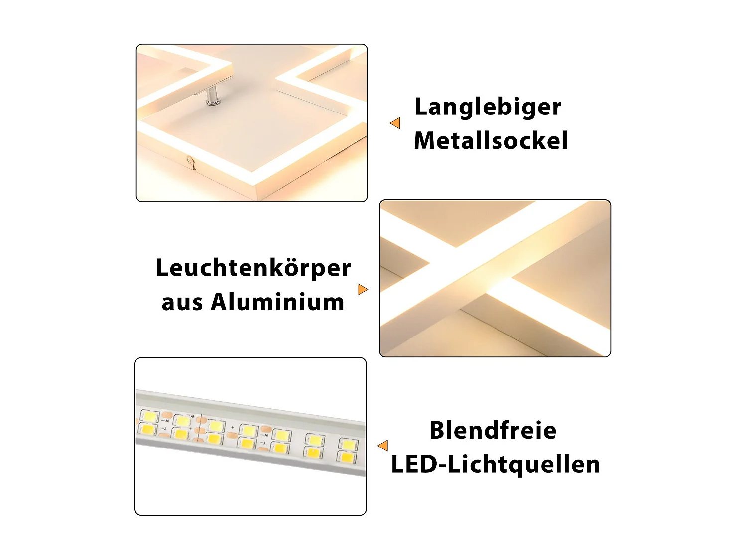 NETTLIFE Plafonnier LED Salon Blanc Dimmable Carré Moderne 32w Avec Télécommande