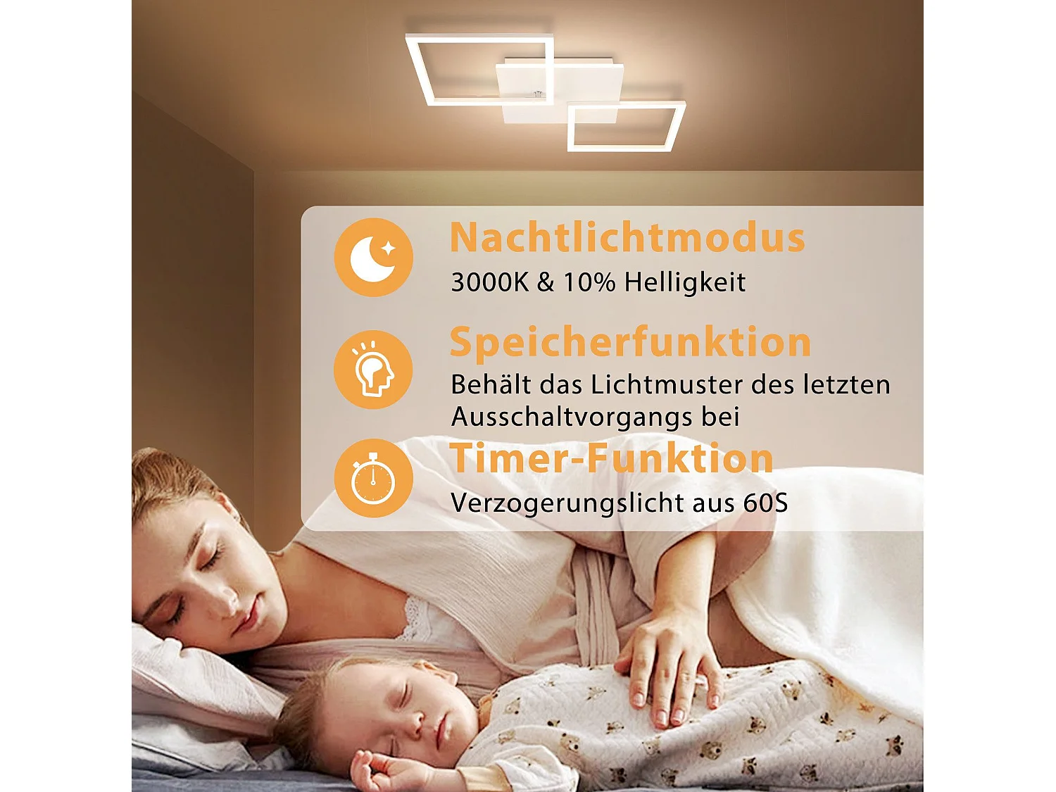 NETTLIFE Plafonnier LED Salon Blanc Dimmable Carré Moderne 32w Avec Télécommande