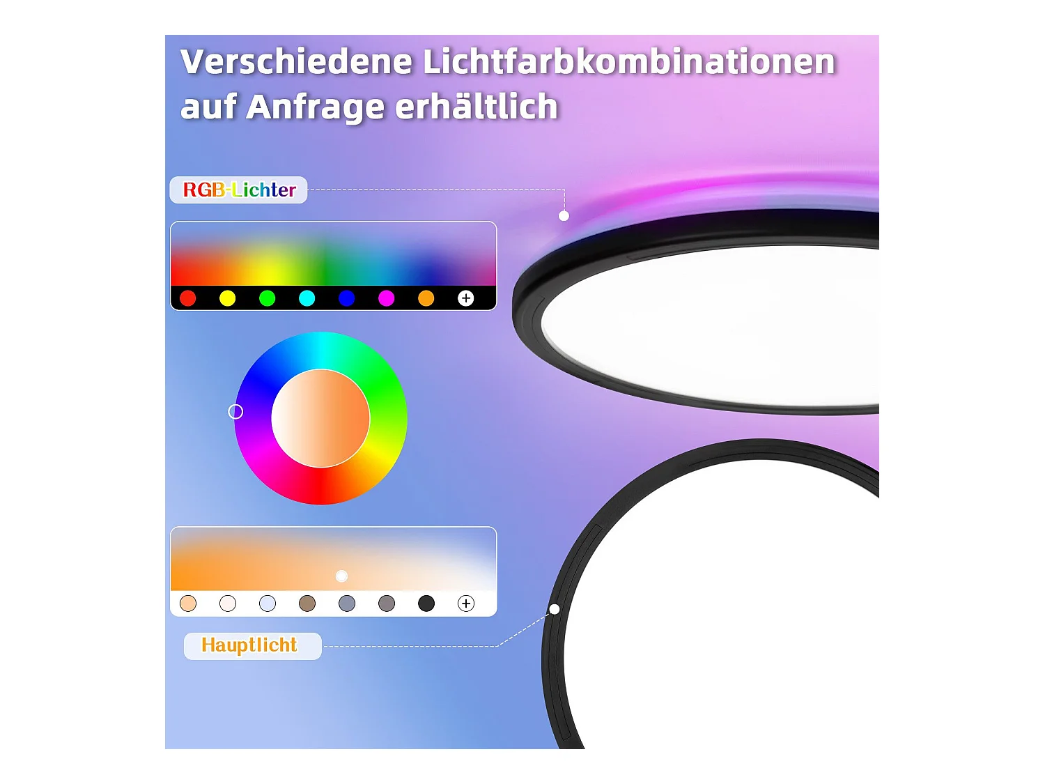 NETTLIFE LED Plafondlamp Slaapkamer - Keuken Platte Lamp RGB 23W Ronde Badkamerlamp 30CM Afstandsbediening