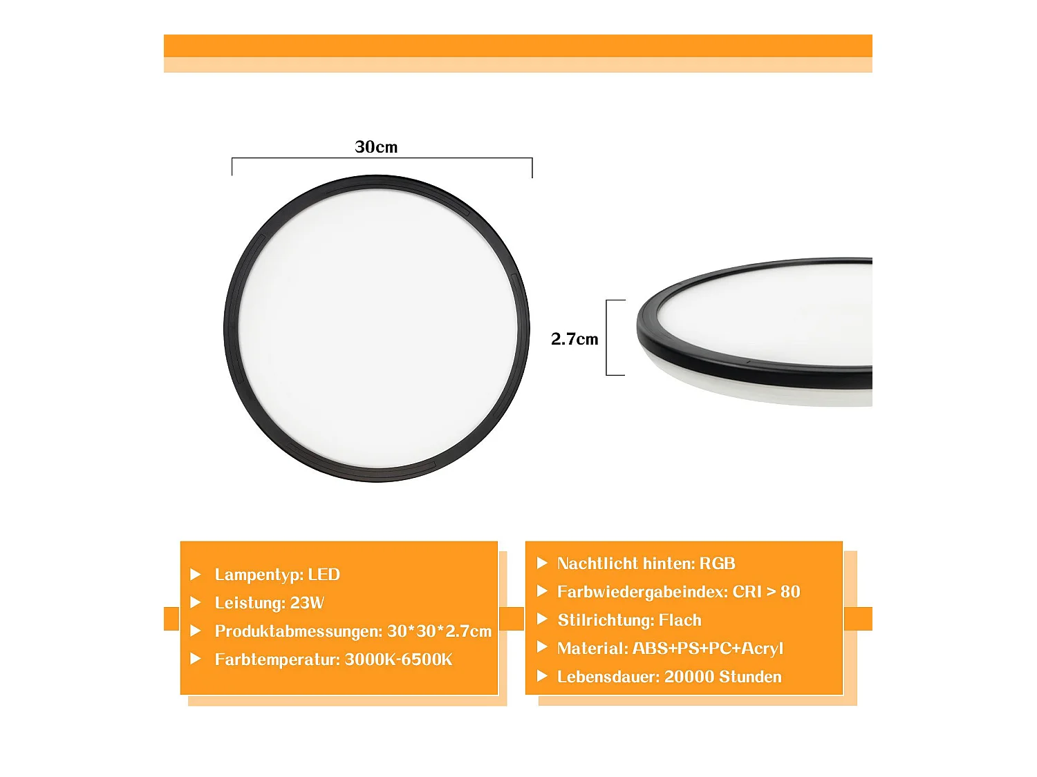 NETTLIFE LED Plafondlamp Slaapkamer - Keuken Platte Lamp RGB 23W Ronde Badkamerlamp 30CM Afstandsbediening