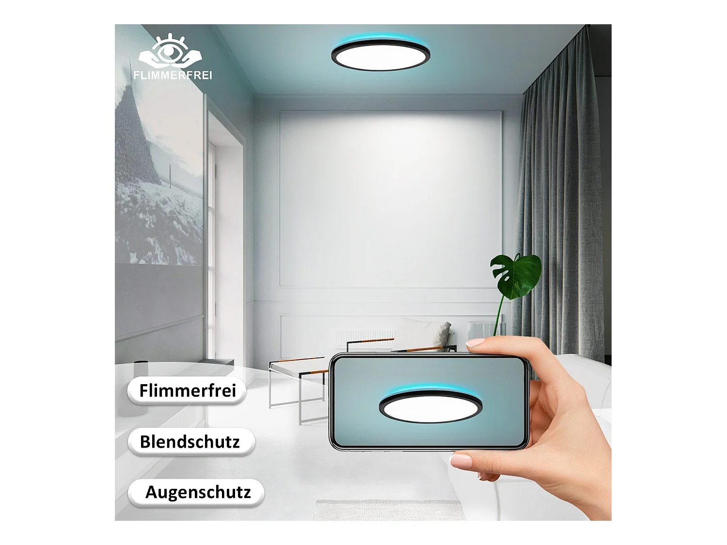 NETTLIFE LED Plafondlamp Slaapkamer - Keuken Platte Lamp RGB 23W Ronde Badkamerlamp 30CM Afstandsbediening