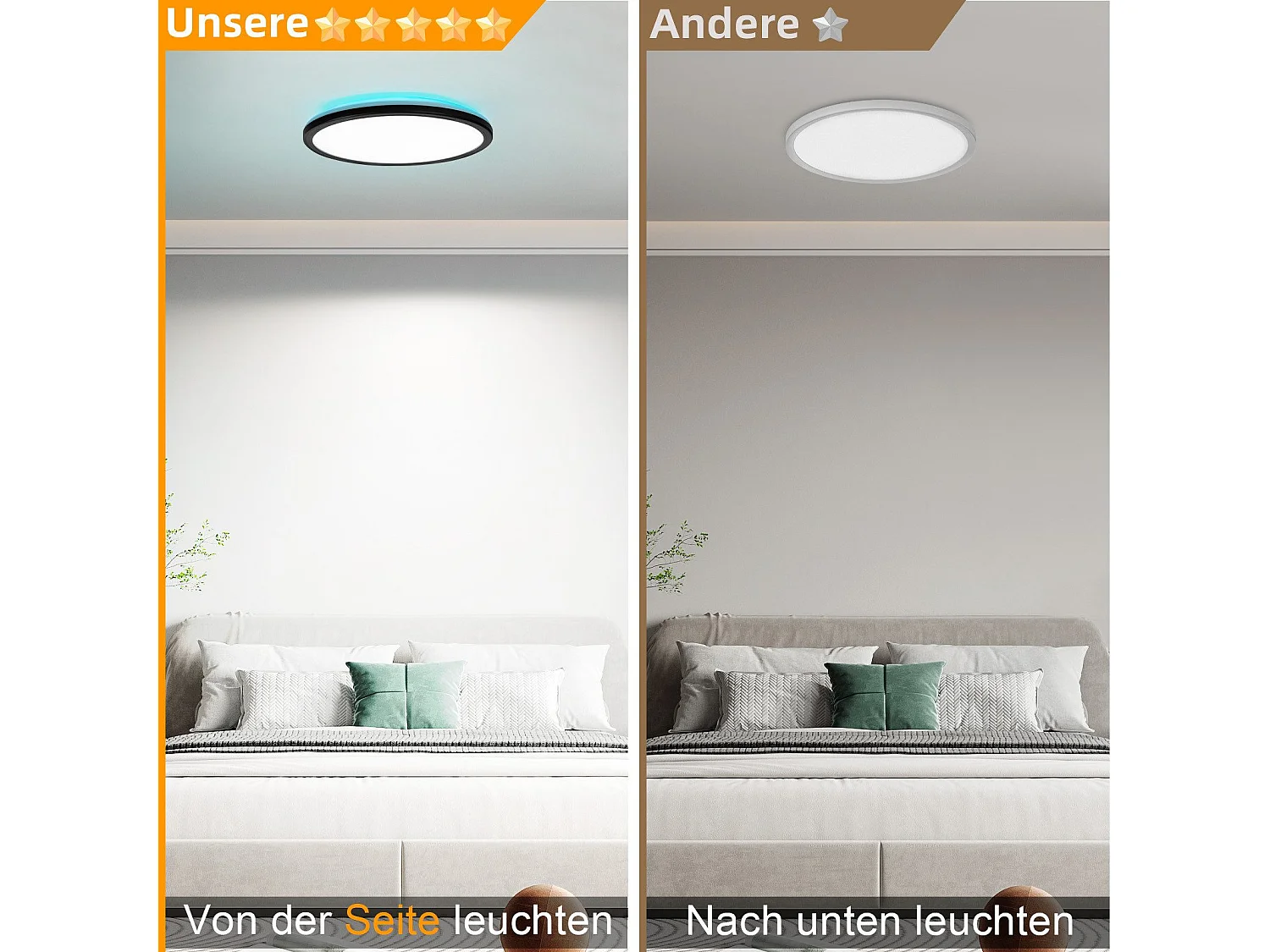 NETTLIFE Plafonnier LED Plafonnier Chambre - Cuisine Lampe Plate RGB 23W Lampe de Salle de Bain Ronde 30CM Télécommande