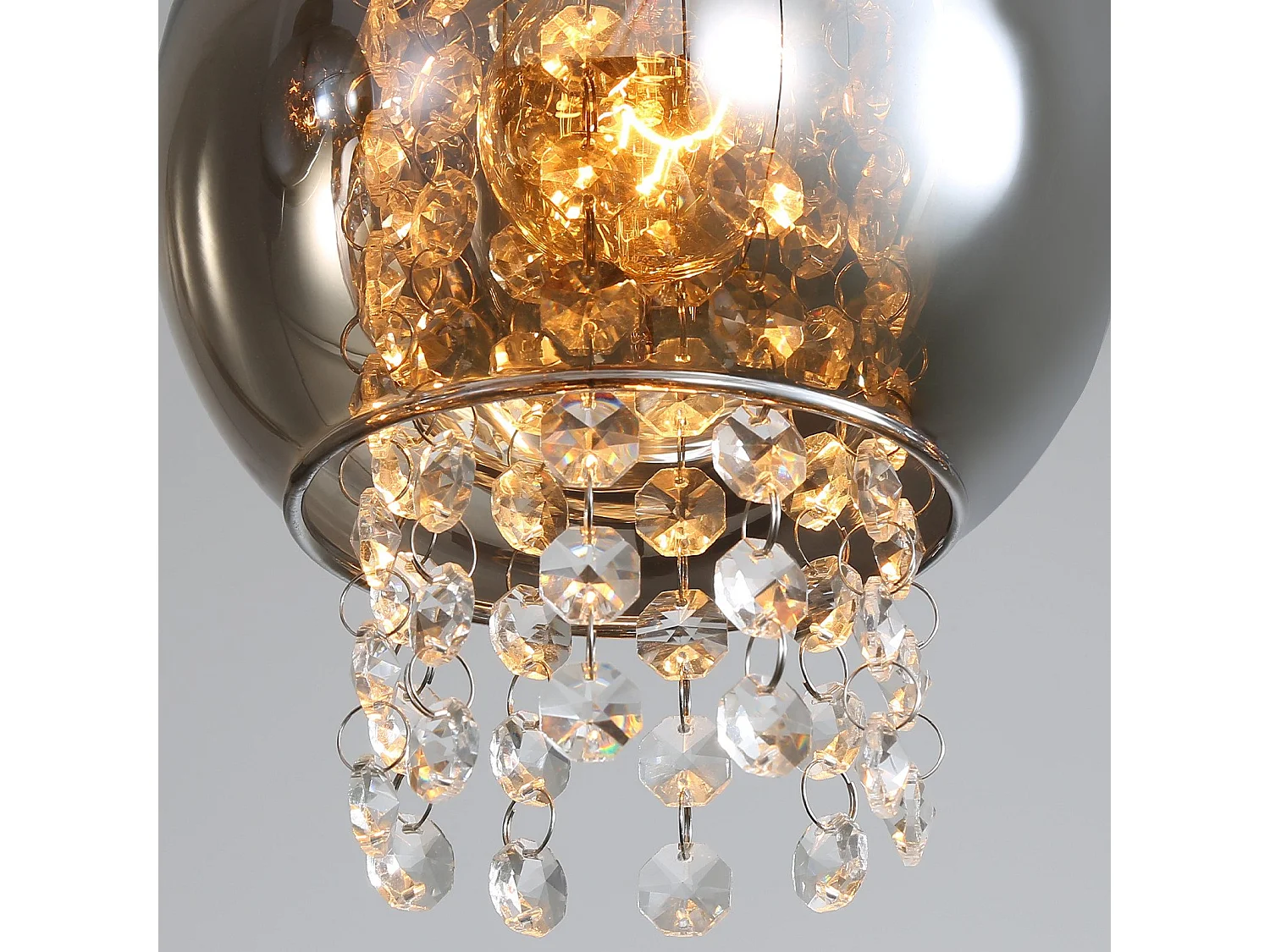 NETTLIFE Lámpara de techo para dormitorio E27 Cristal gris ahumado Comedor moderno