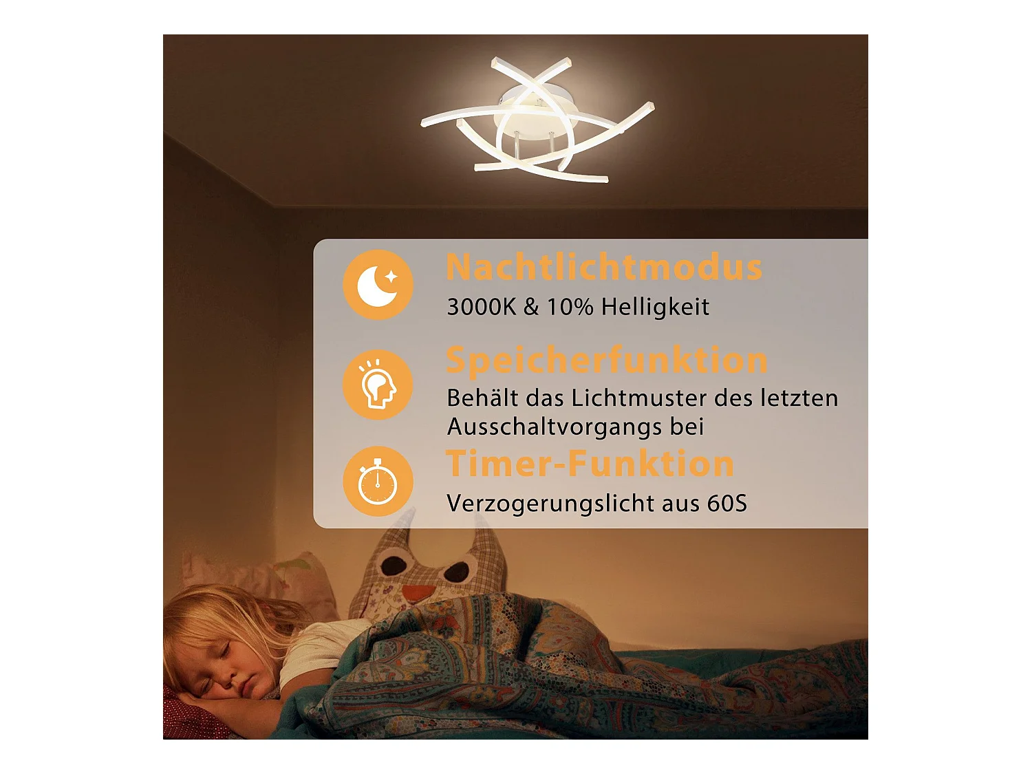 NETTLIFE Plafonnier LED Chambre Dimmable 32w Moderne Blanc Métal Avec Télécommande