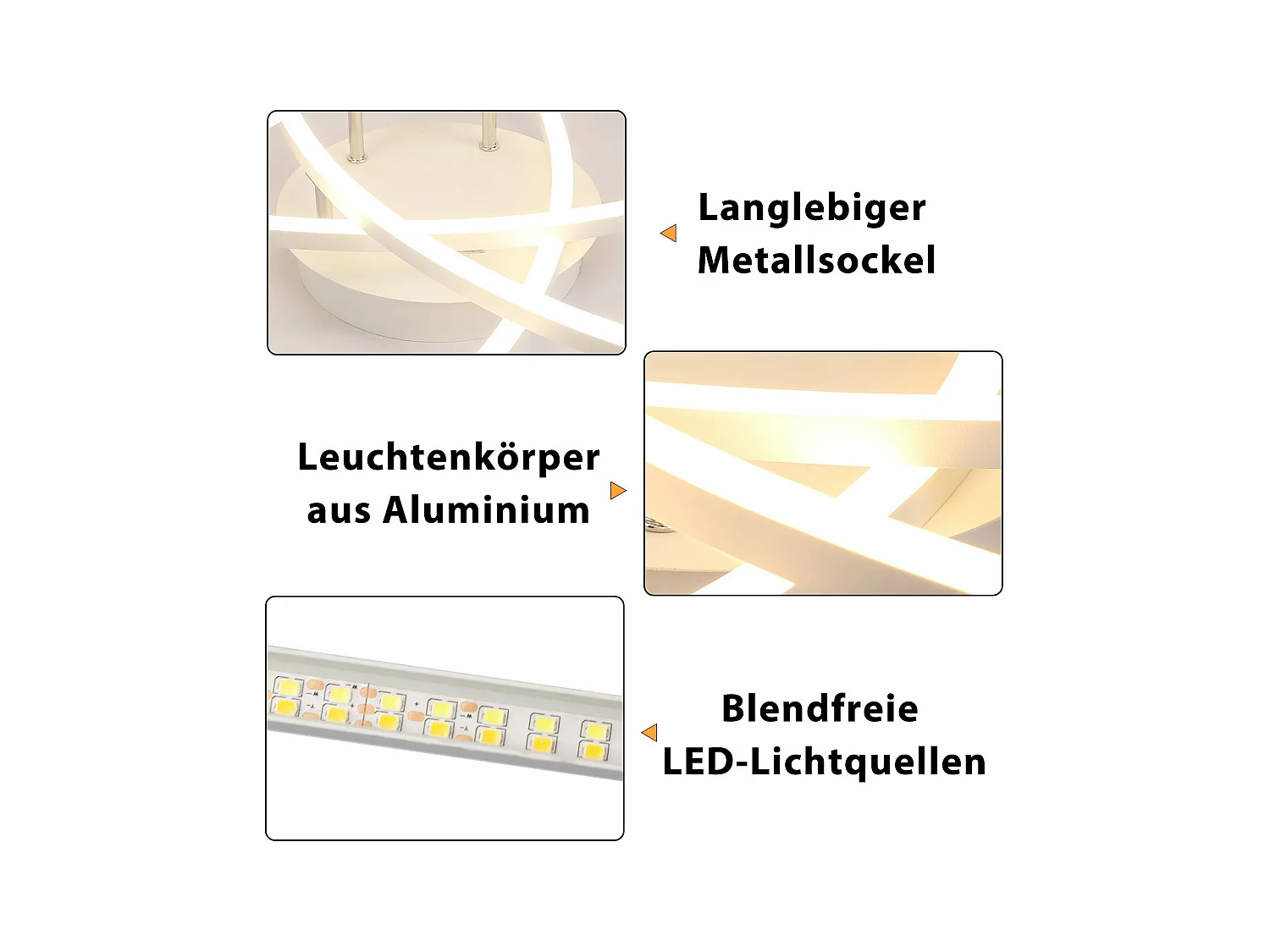 NETTLIFE Plafonnier LED Chambre Dimmable 32w Moderne Blanc Métal Avec Télécommande