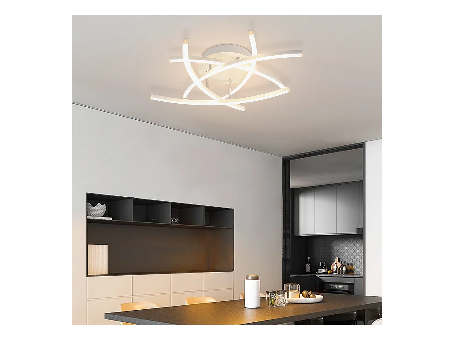 NETTLIFE Plafonnier LED Chambre Dimmable 32w Moderne Blanc Métal Avec Télécommande