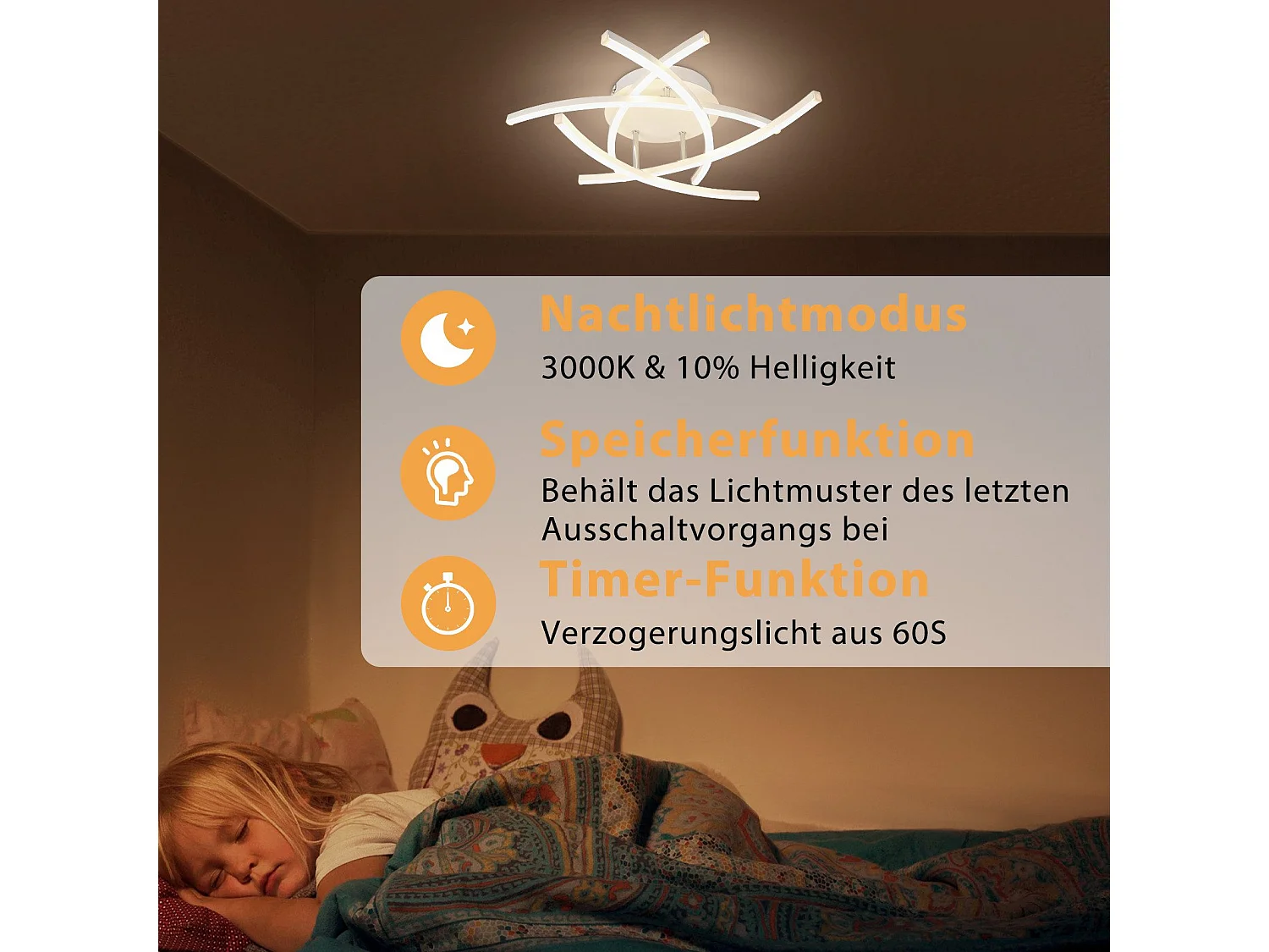 NETTLIFE Plafonnier LED Chambre Dimmable 32w Moderne Blanc Métal Avec Télécommande